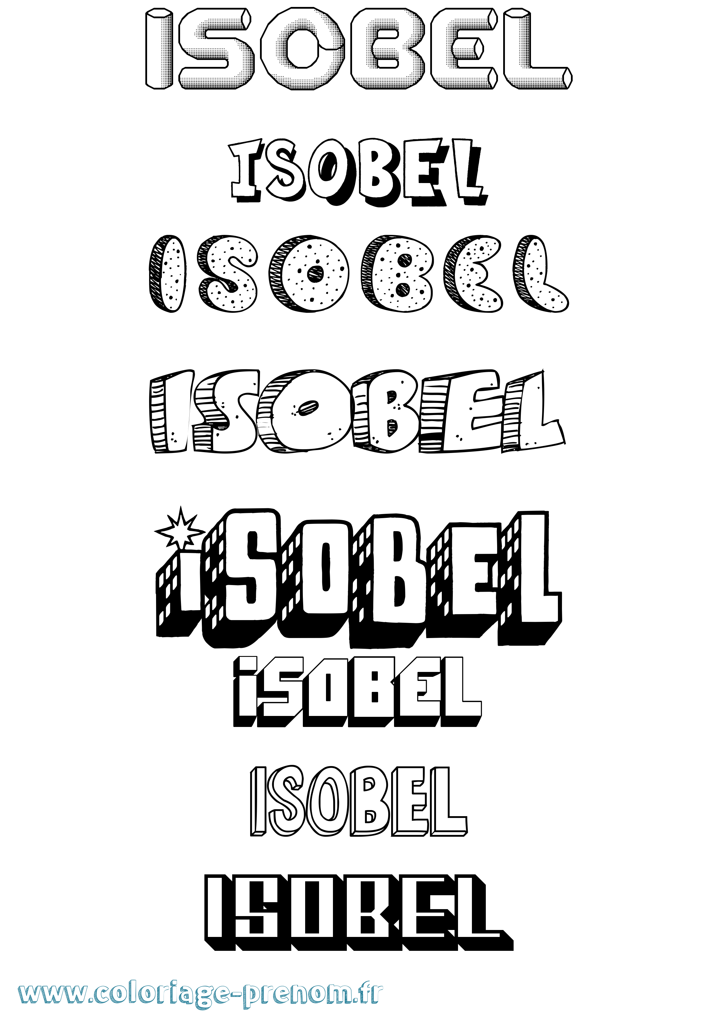 Coloriage prénom Isobel Effet 3D