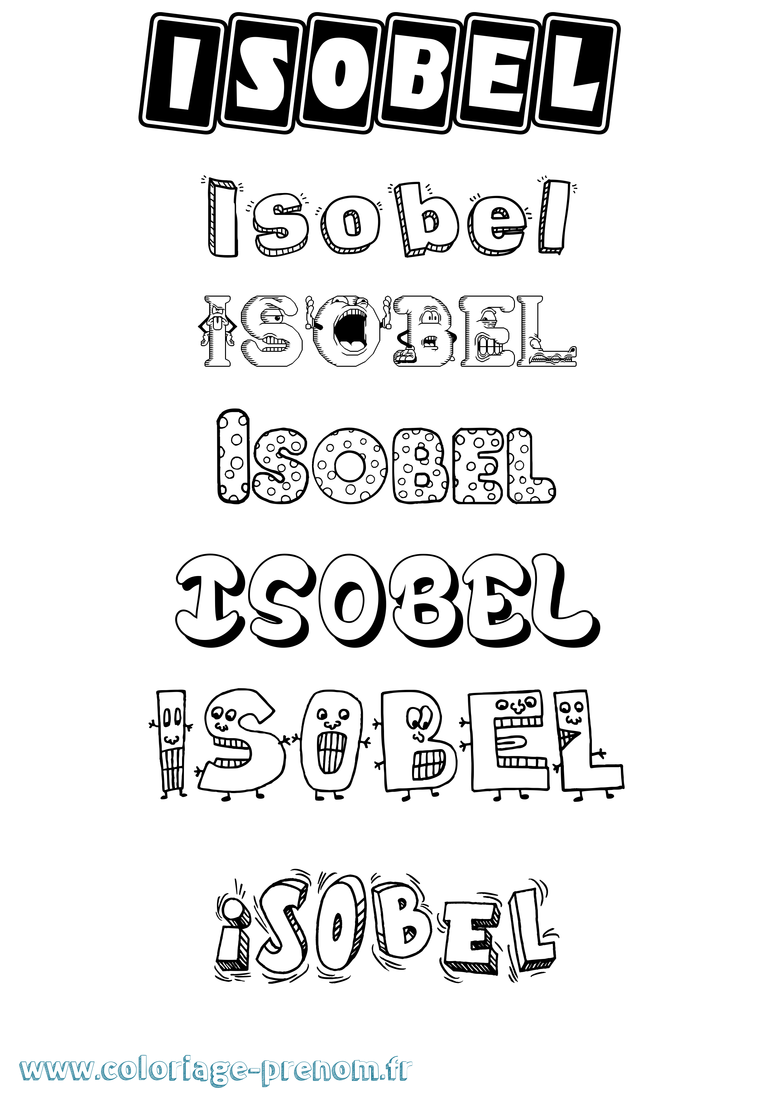 Coloriage prénom Isobel Fun