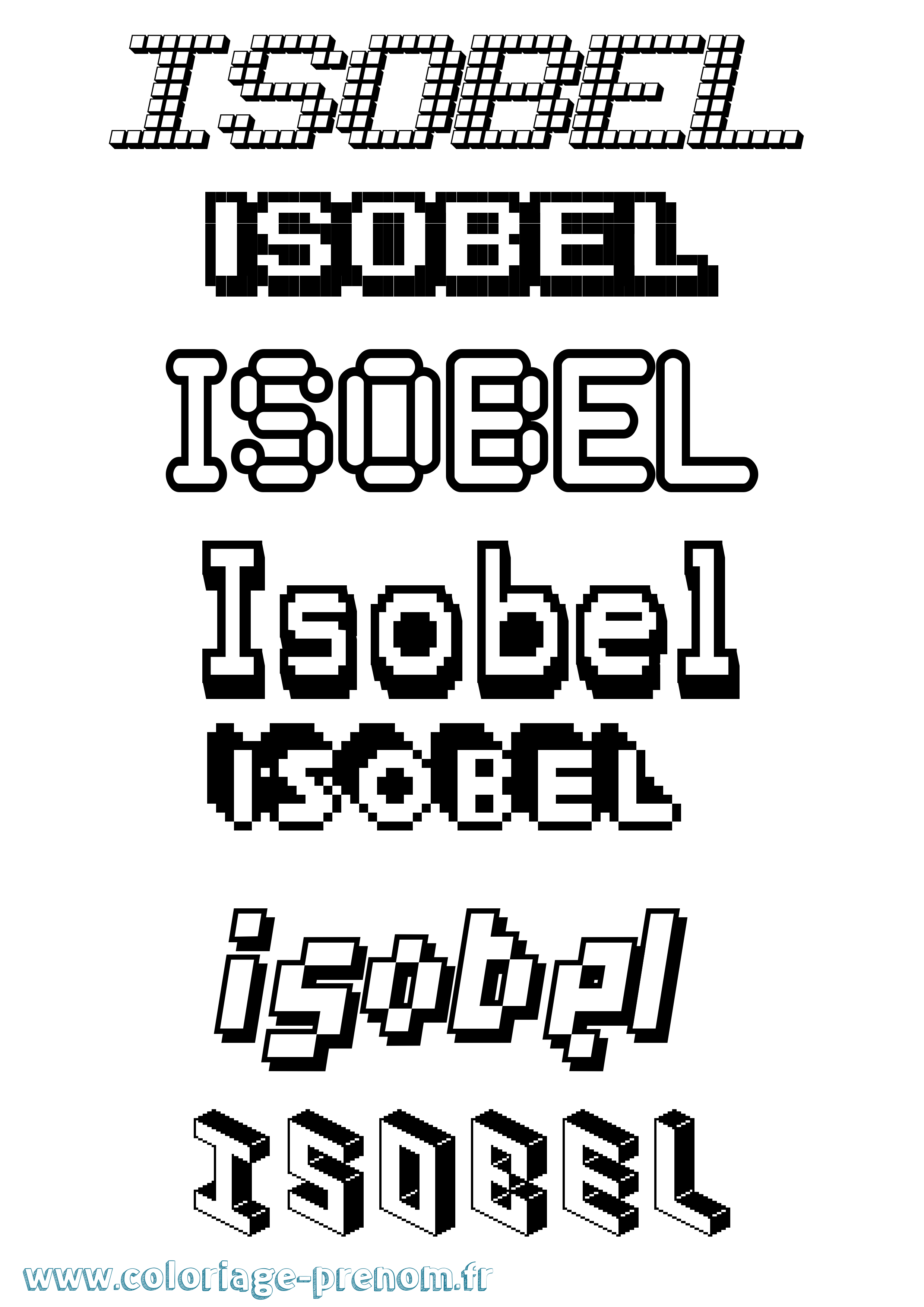 Coloriage prénom Isobel Pixel