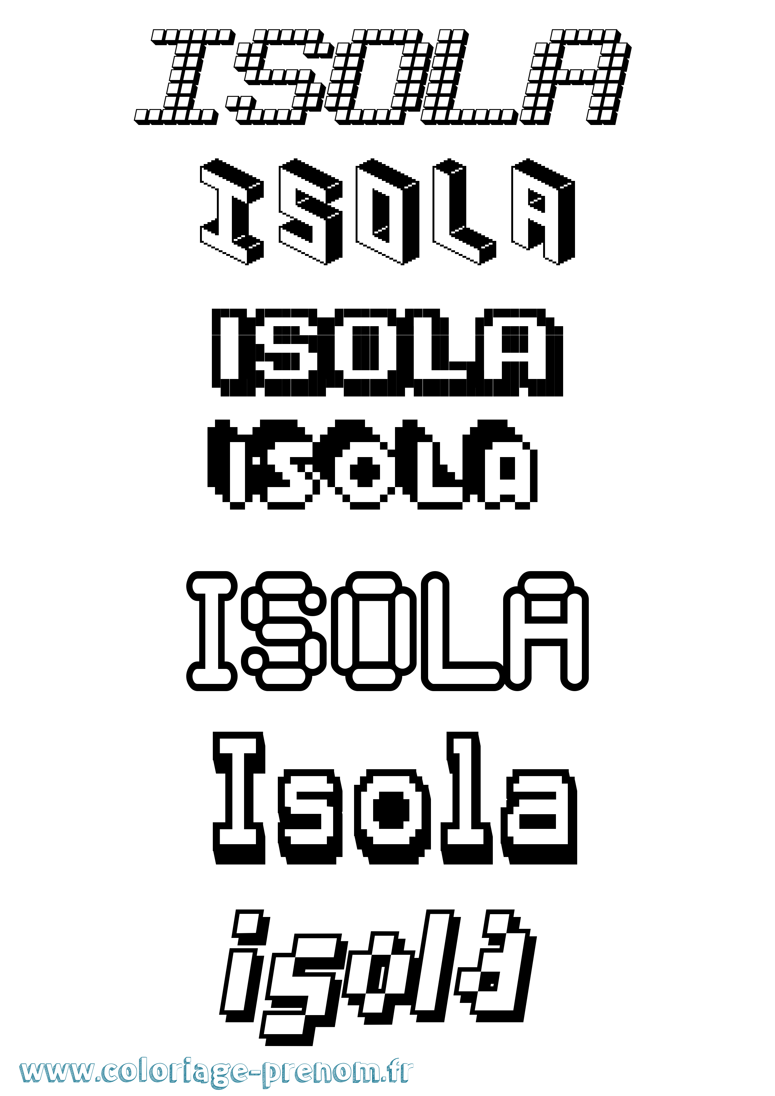 Coloriage prénom Isola Pixel