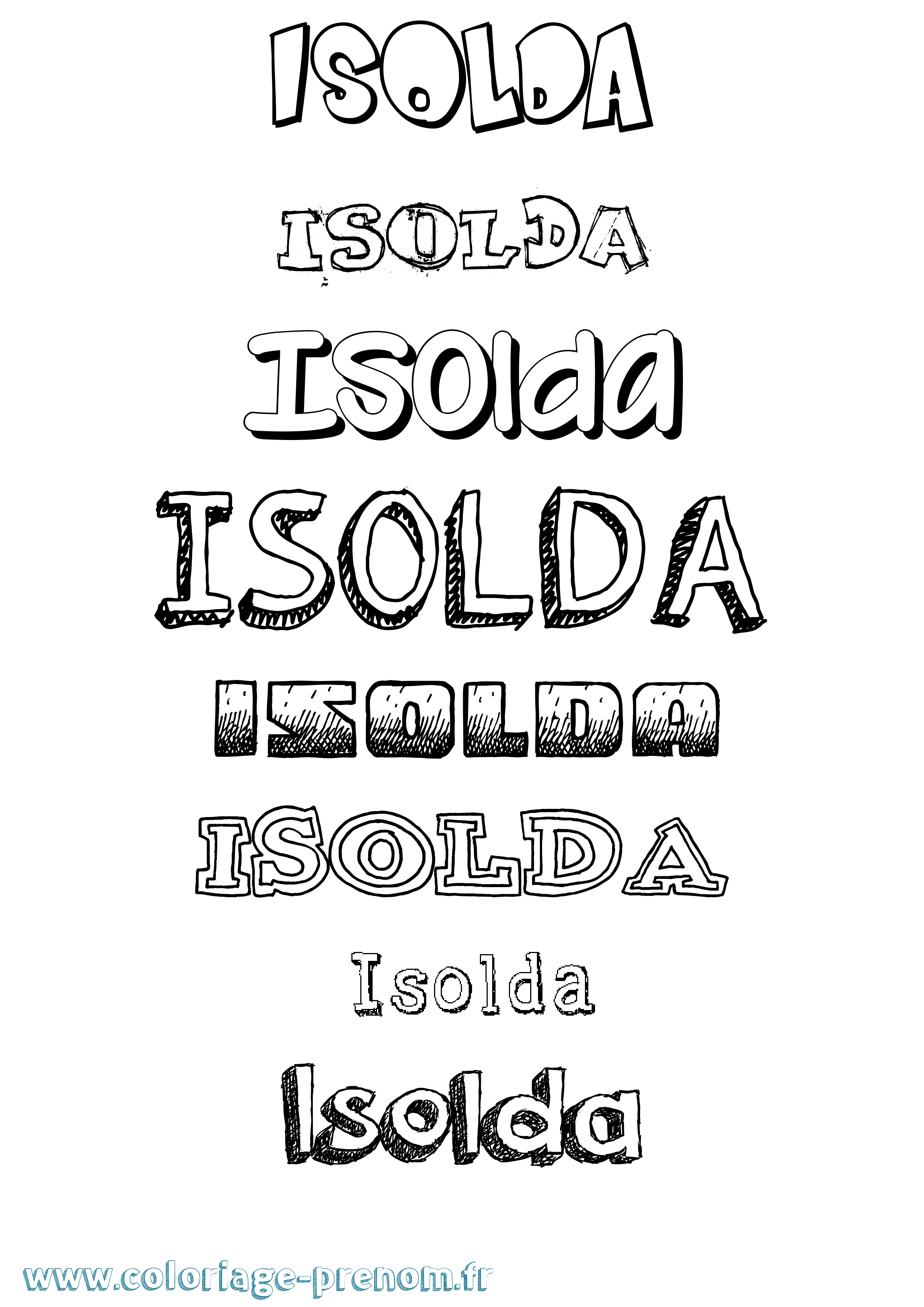 Coloriage prénom Isolda Dessiné