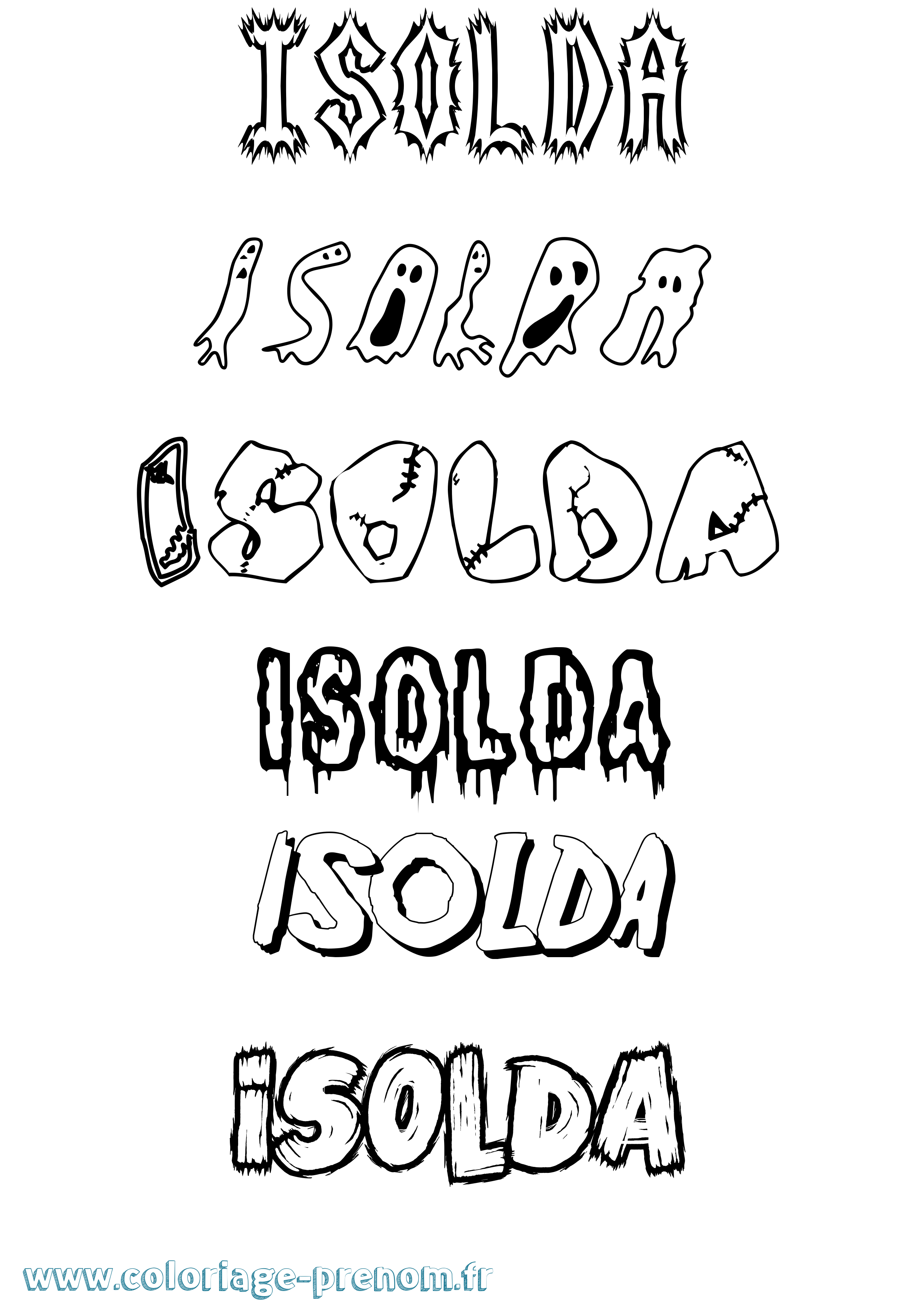 Coloriage prénom Isolda Frisson