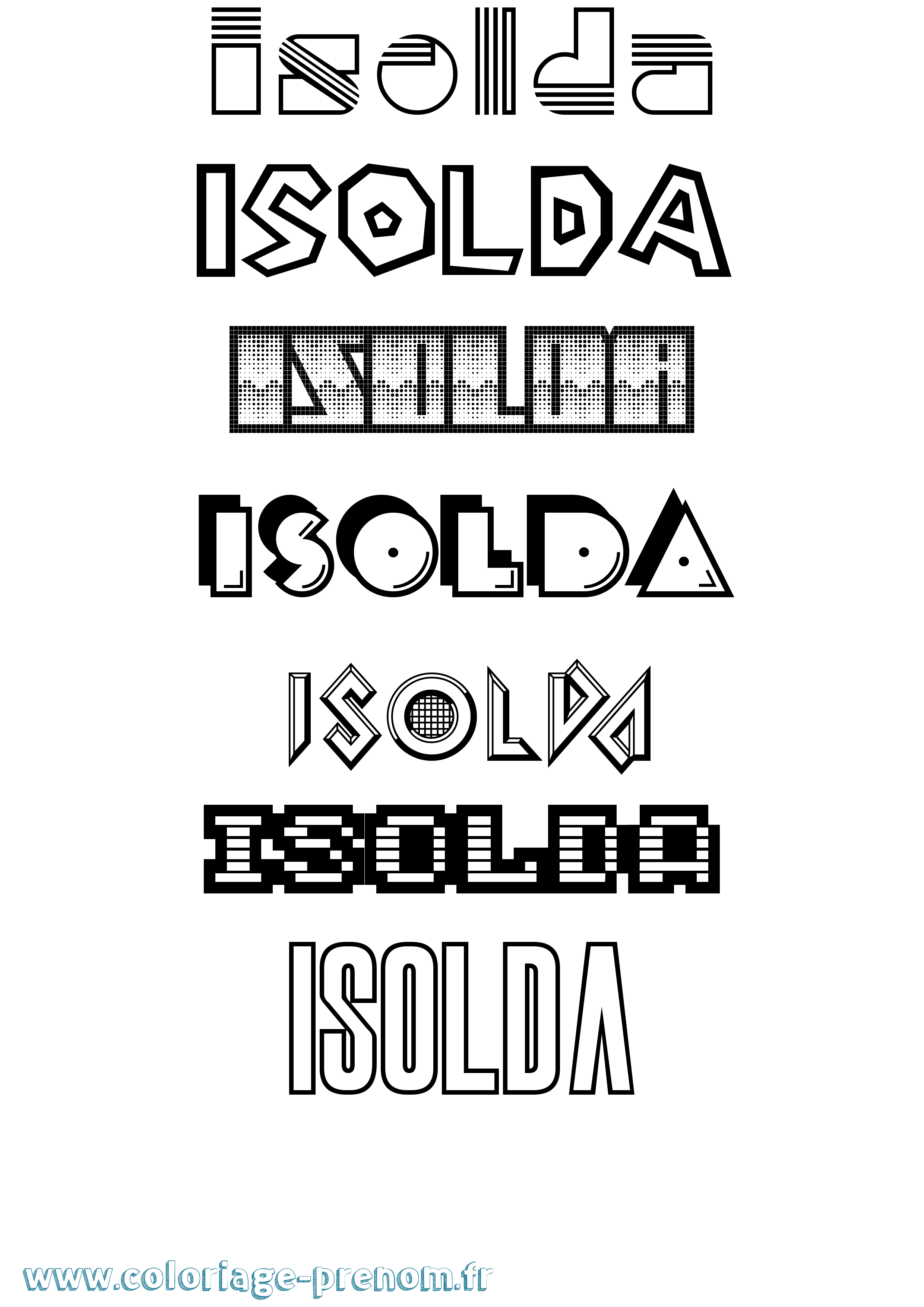 Coloriage prénom Isolda Jeux Vidéos