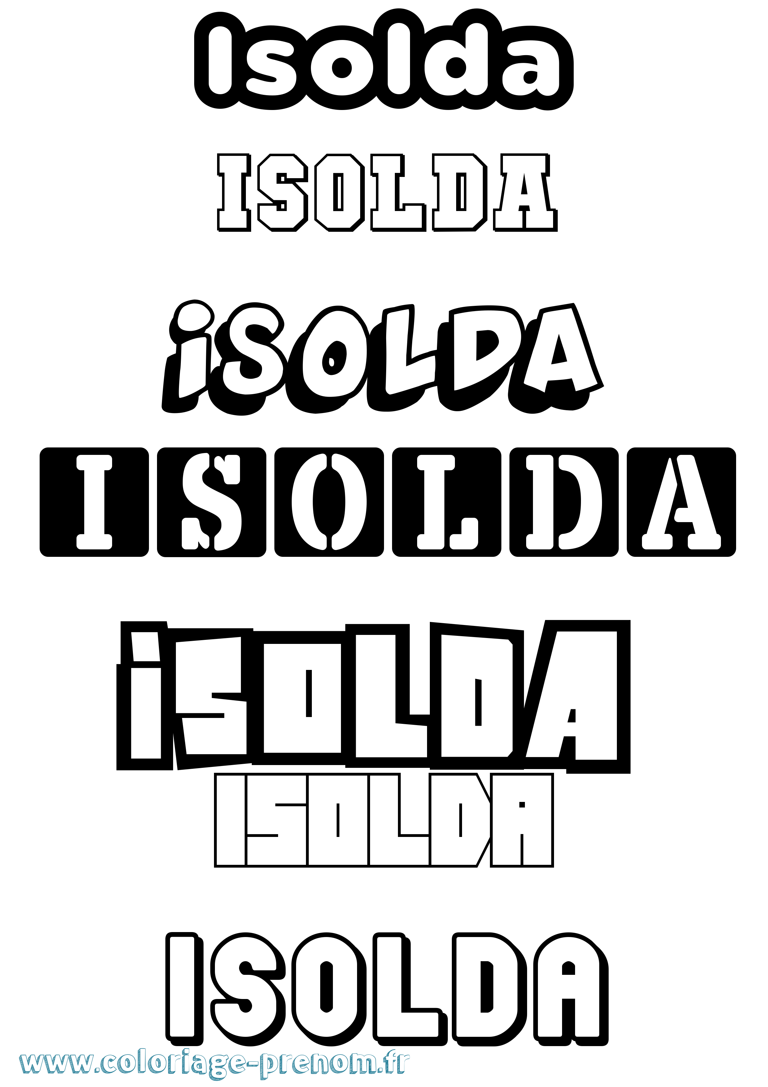 Coloriage prénom Isolda Simple