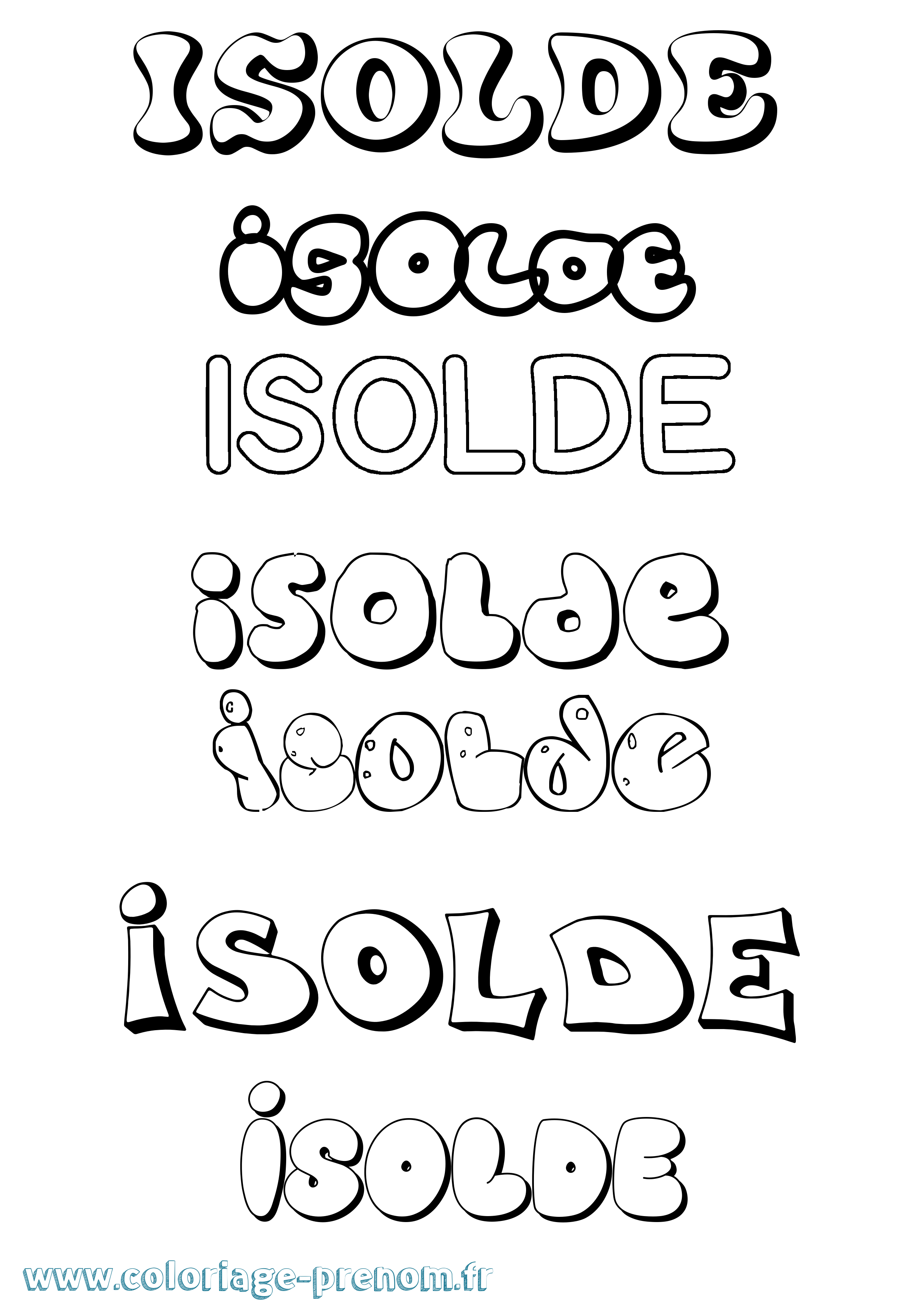 Coloriage Isolde Bubble Coloriage prénom Isolde Bubble