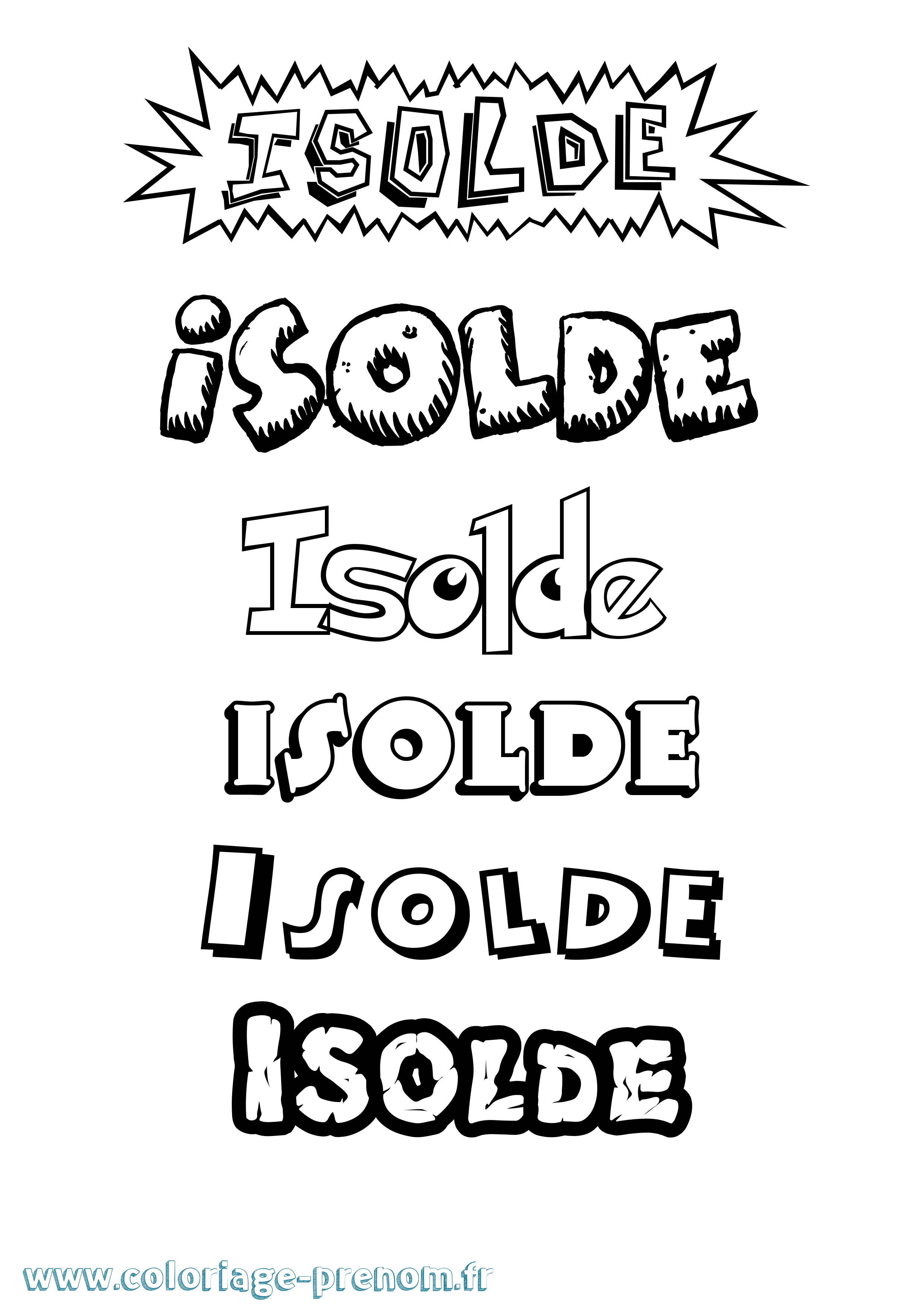 Coloriage Isolde Dessin Animé Coloriage prénom Isolde Dessin Animé