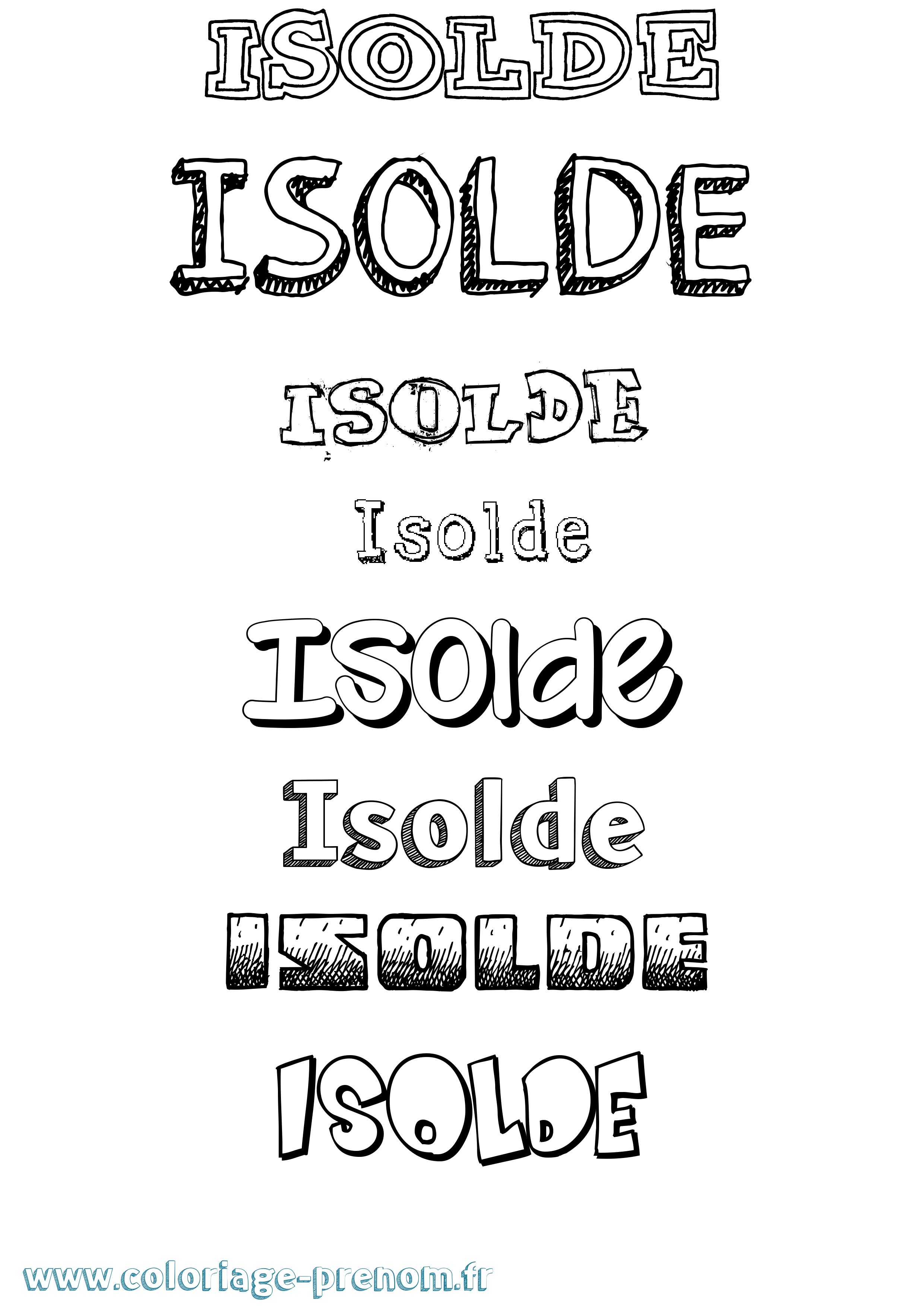 Coloriage Isolde Dessiné Coloriage prénom Isolde Dessiné