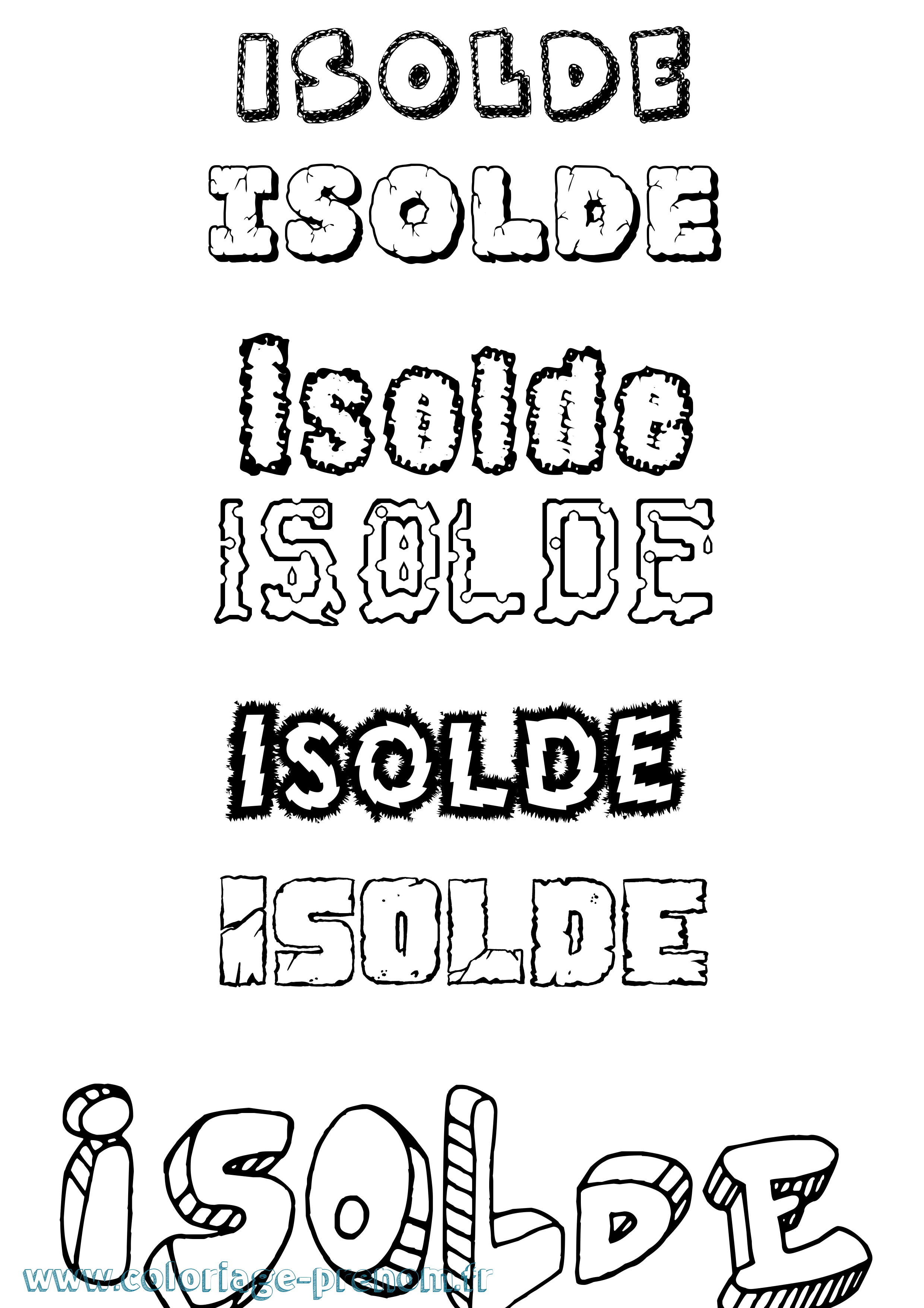 Coloriage Isolde Destructuré Coloriage prénom Isolde Destructuré