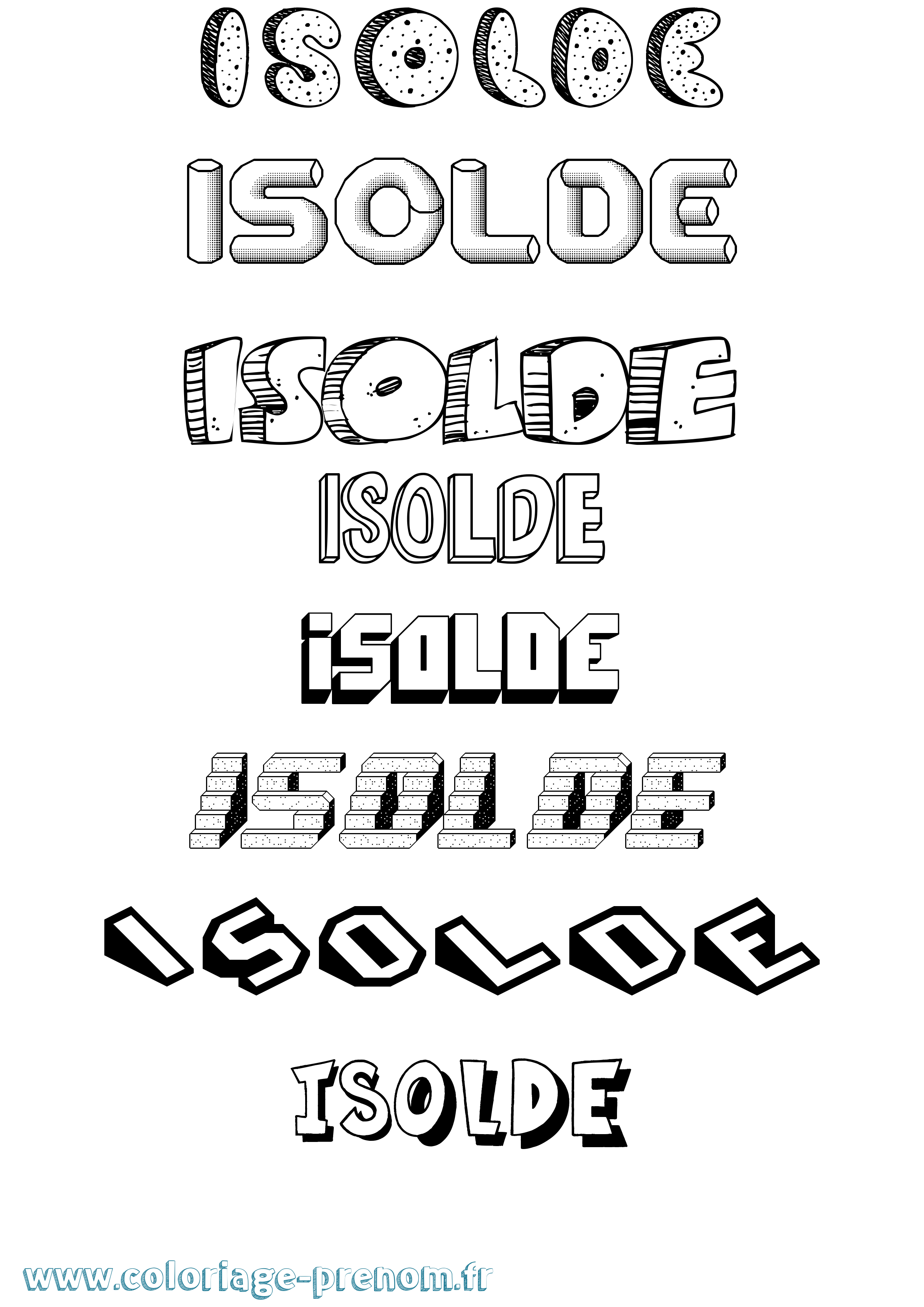 Coloriage Isolde Effet 3D Coloriage prénom Isolde Effet 3D