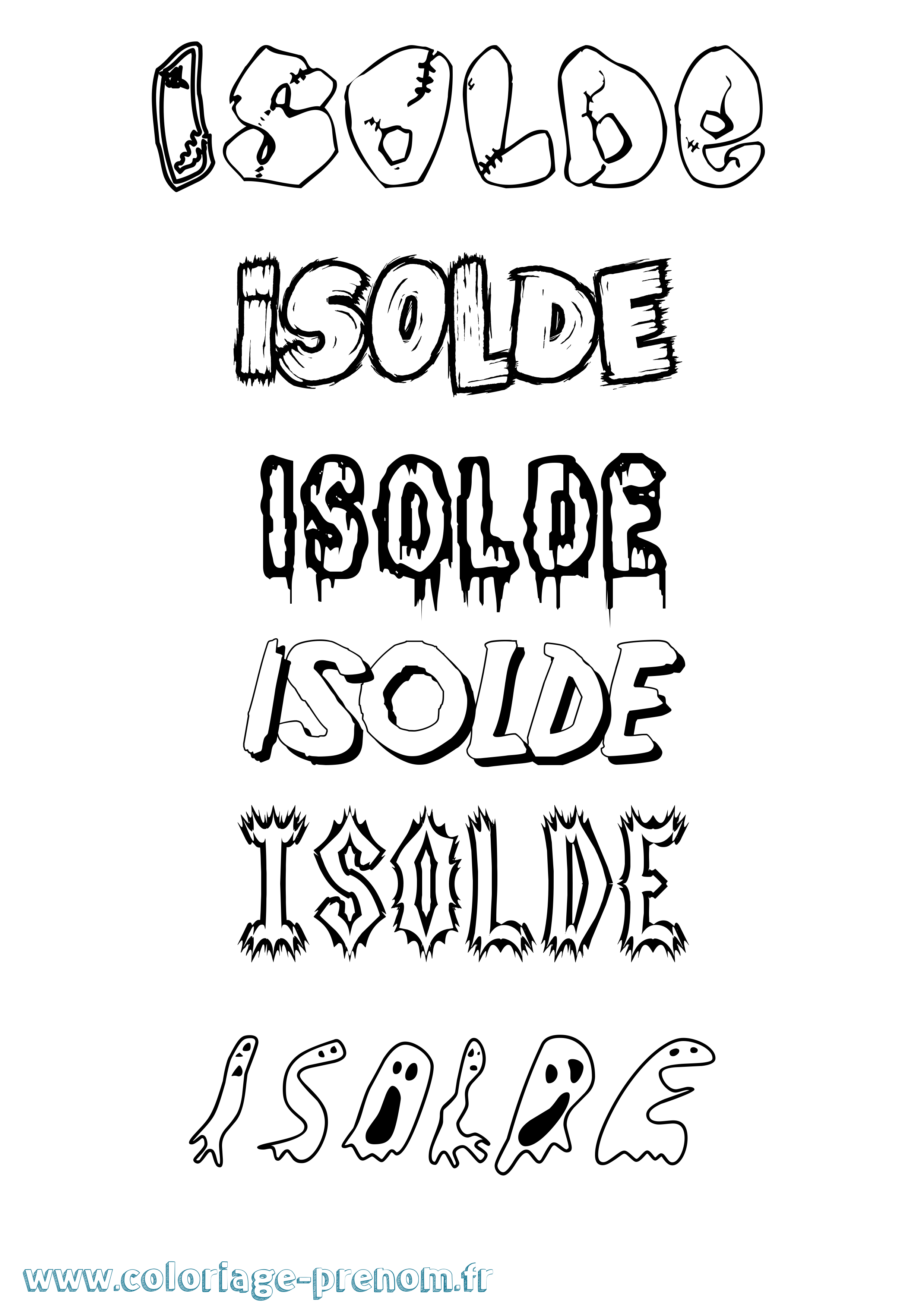Coloriage Isolde Frisson Coloriage prénom Isolde Frisson