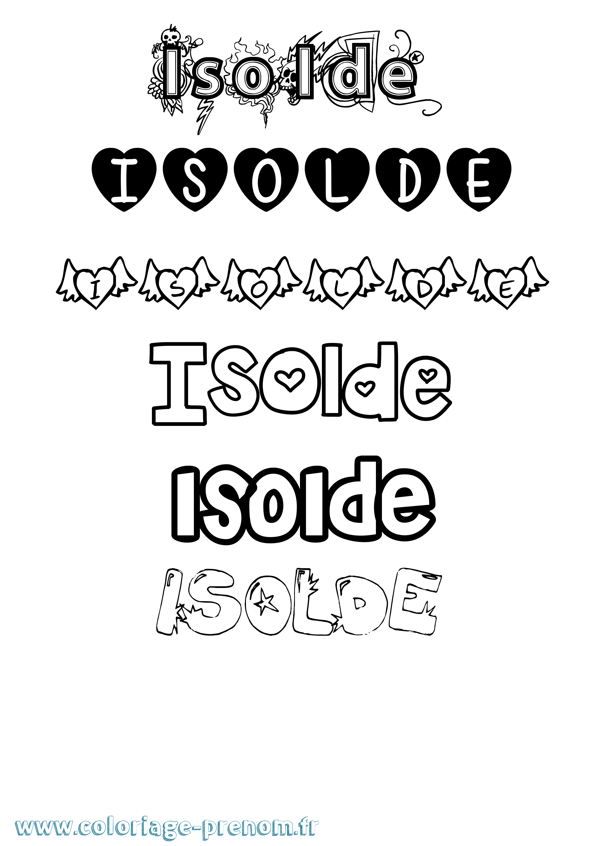 Coloriage Isolde Girly Coloriage prénom Isolde Girly