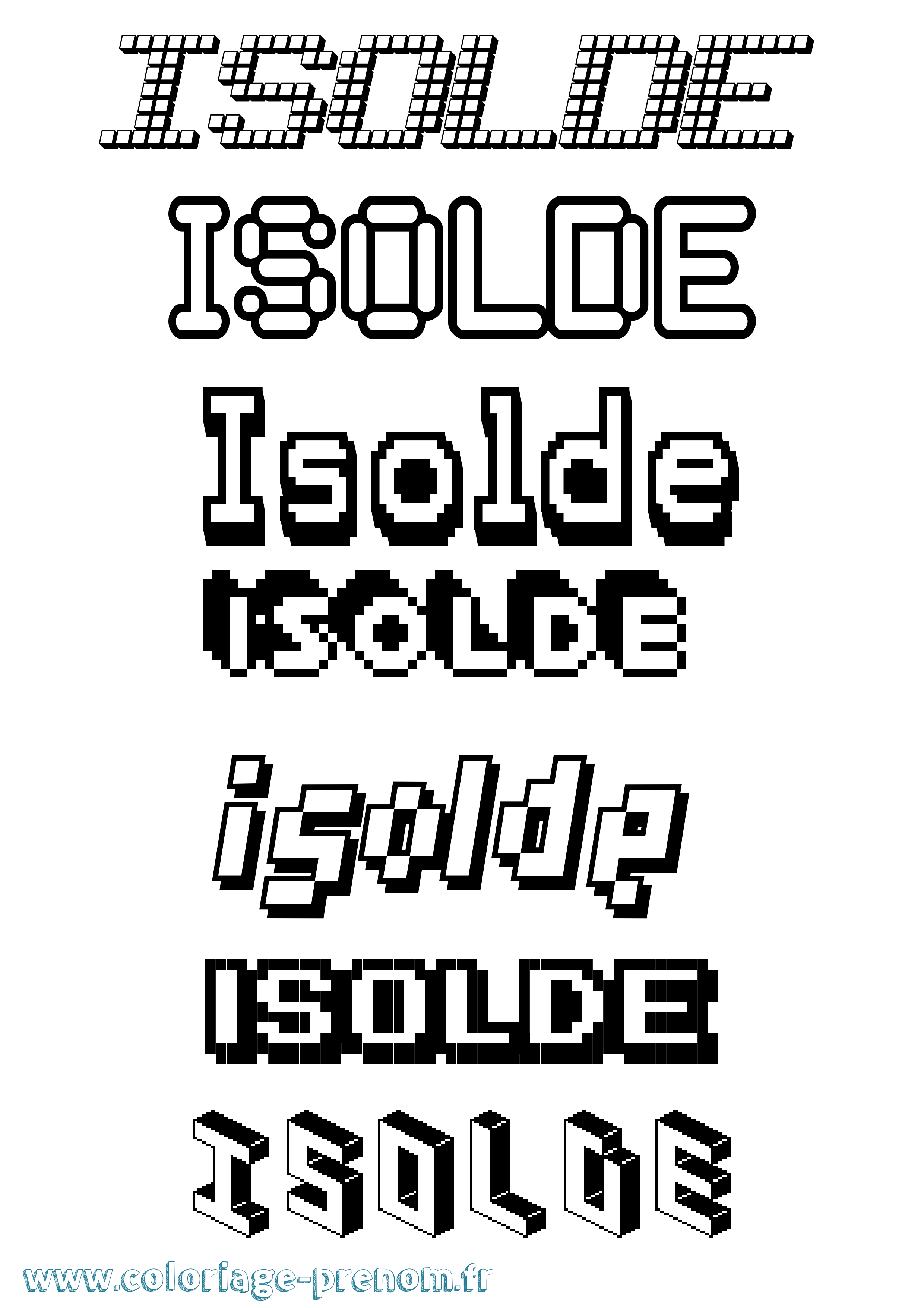 Coloriage Isolde Pixel Coloriage prénom Isolde Pixel