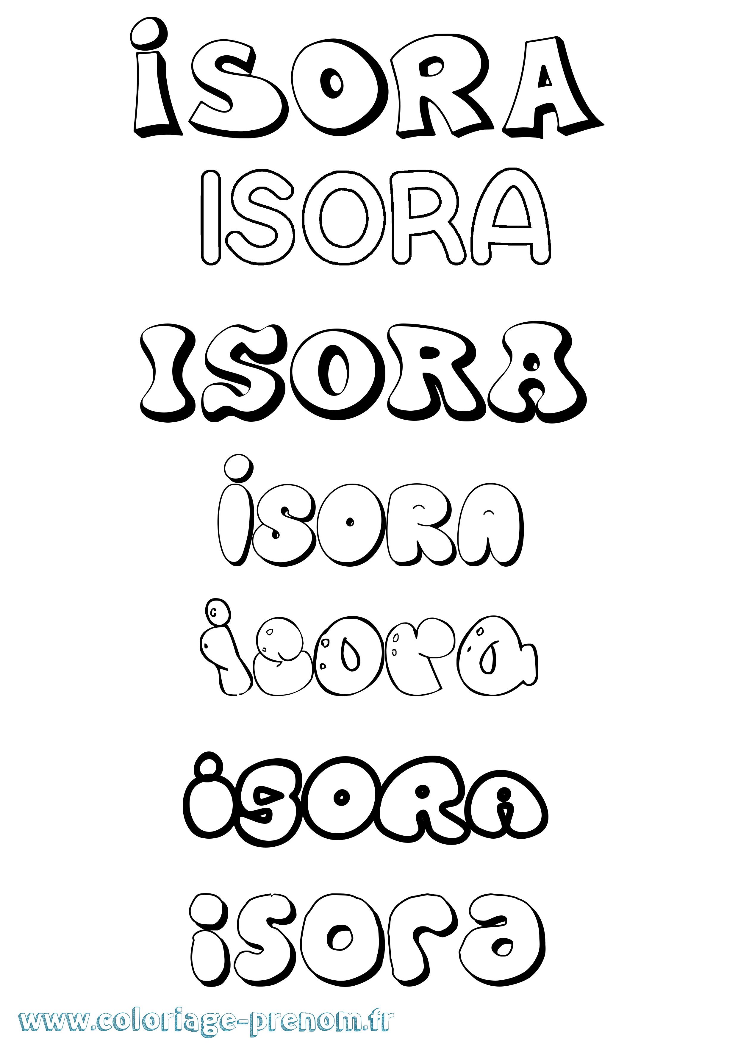Coloriage prénom Isora Bubble