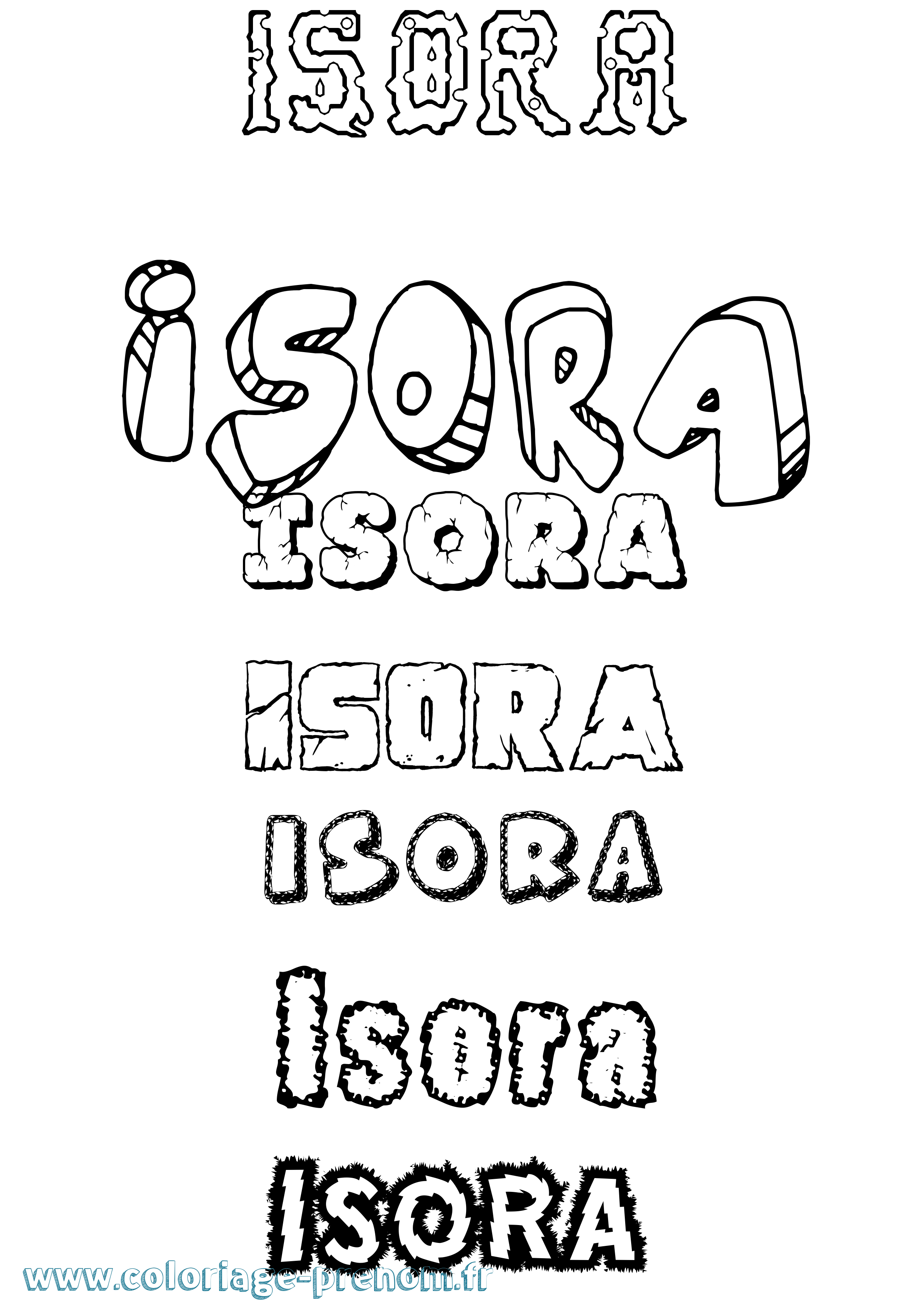 Coloriage prénom Isora Destructuré
