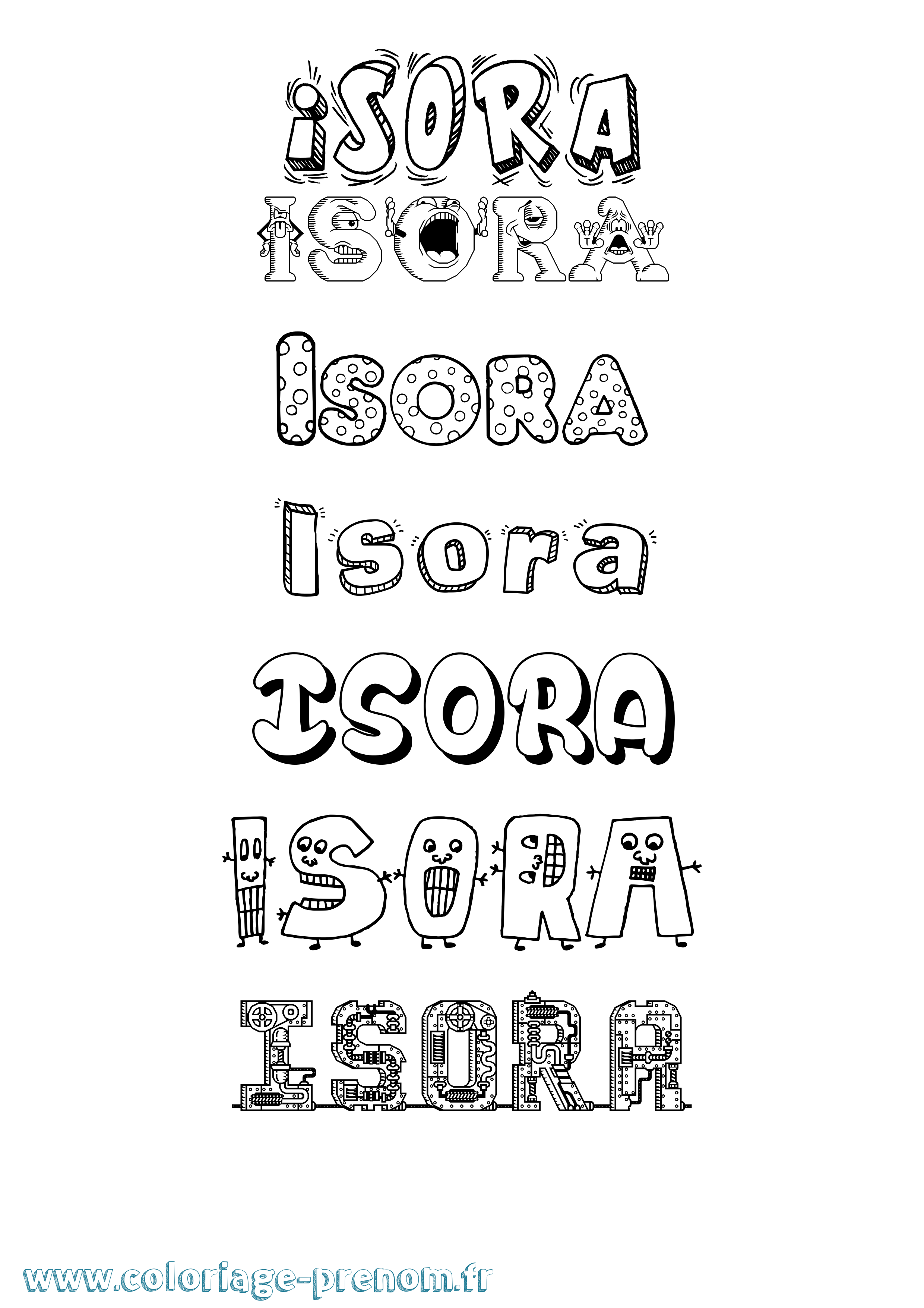 Coloriage prénom Isora Fun