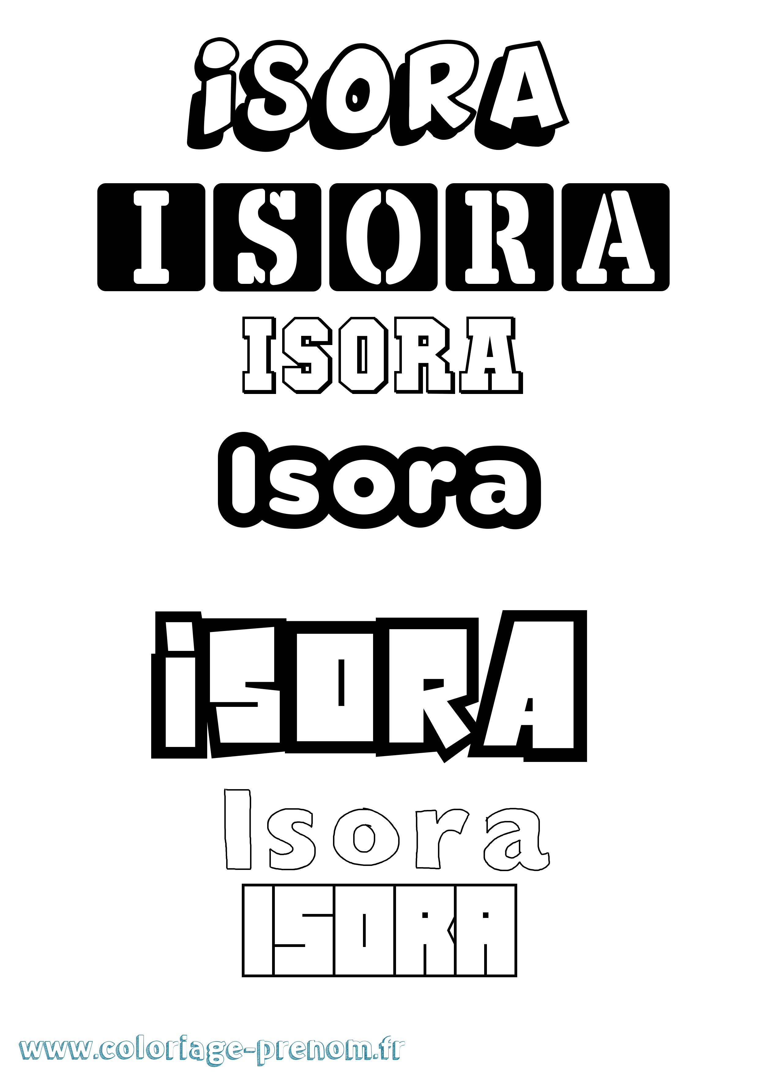 Coloriage prénom Isora Simple