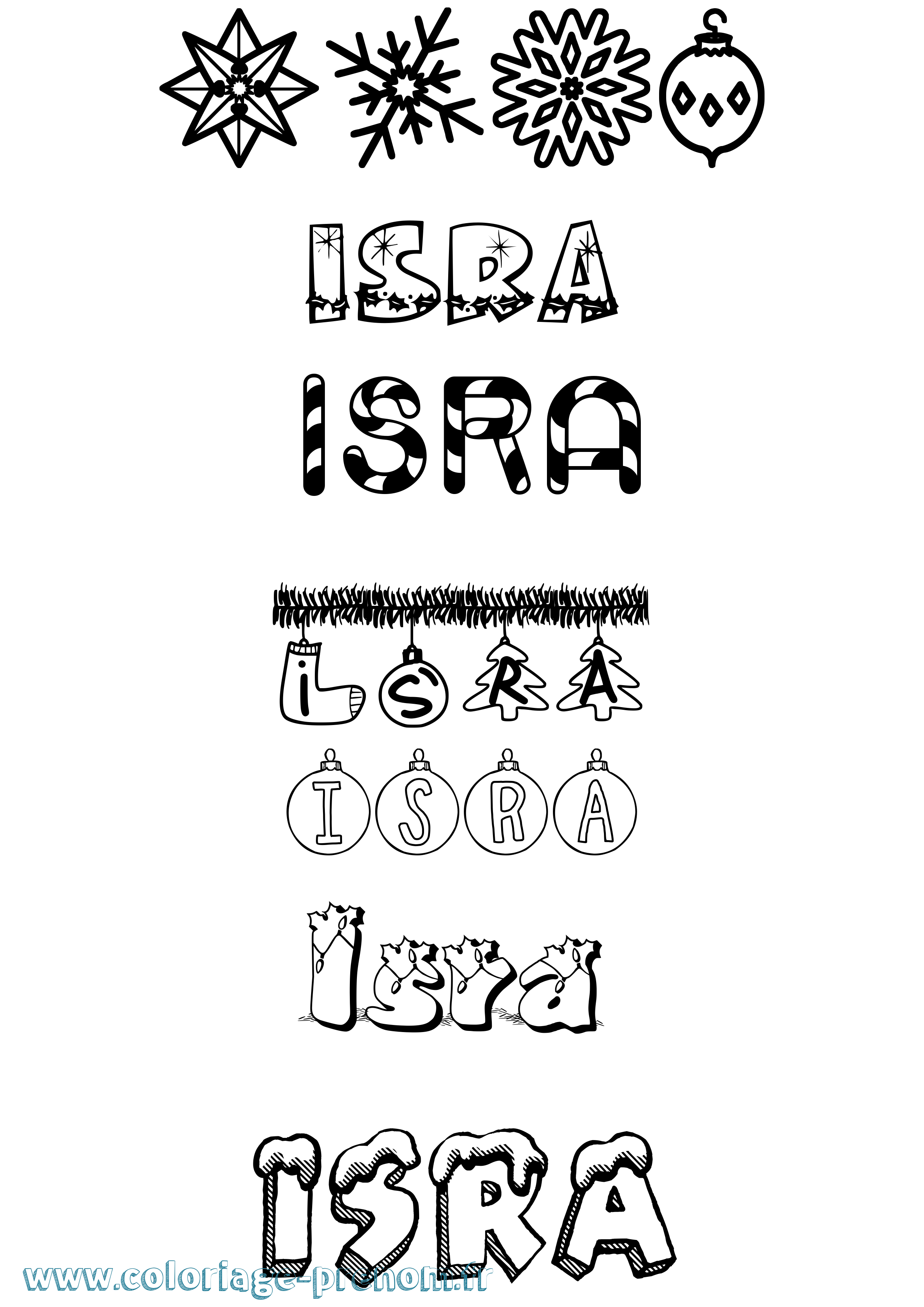 Coloriage prénom Isra