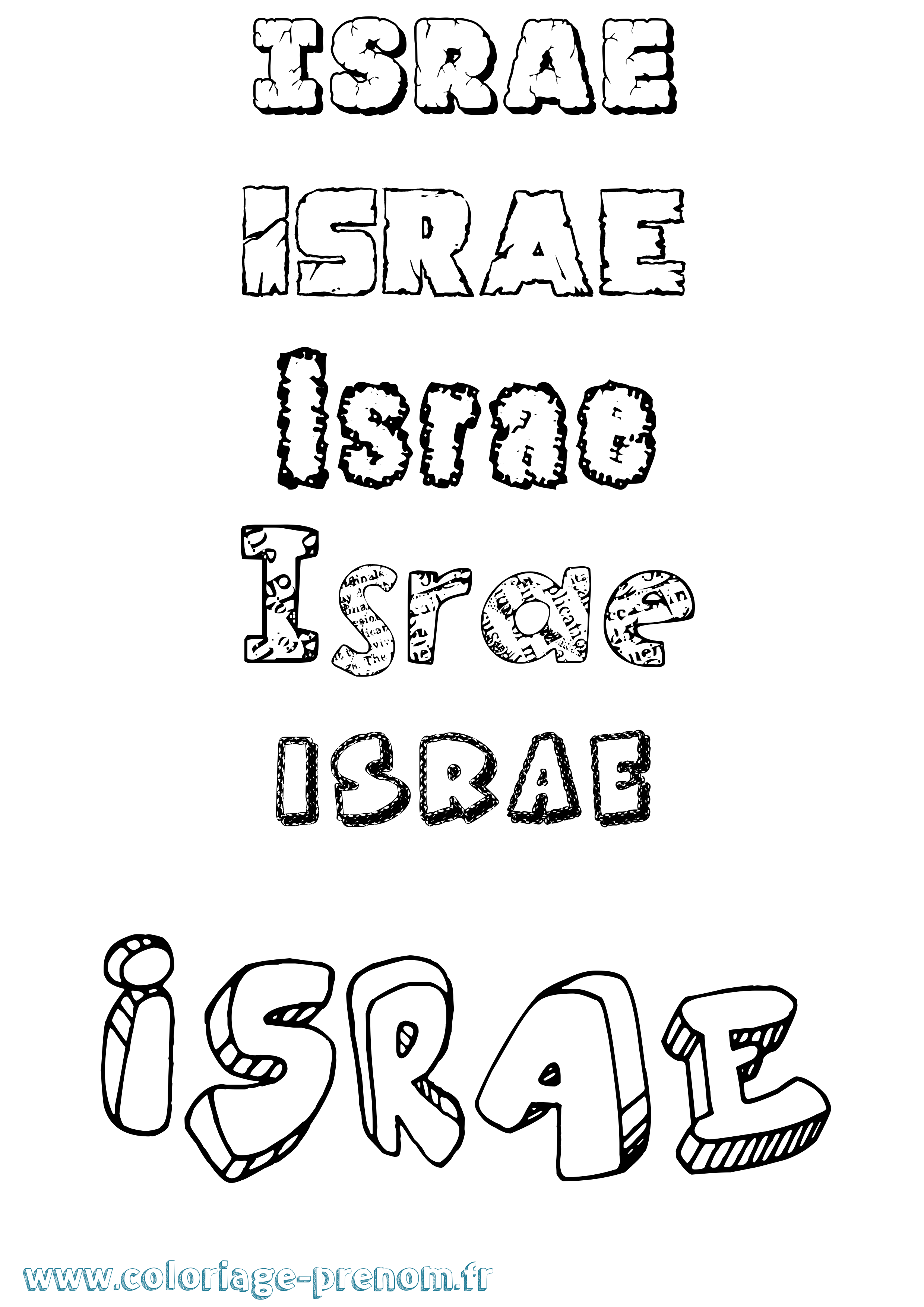 Coloriage prénom Israe Destructuré