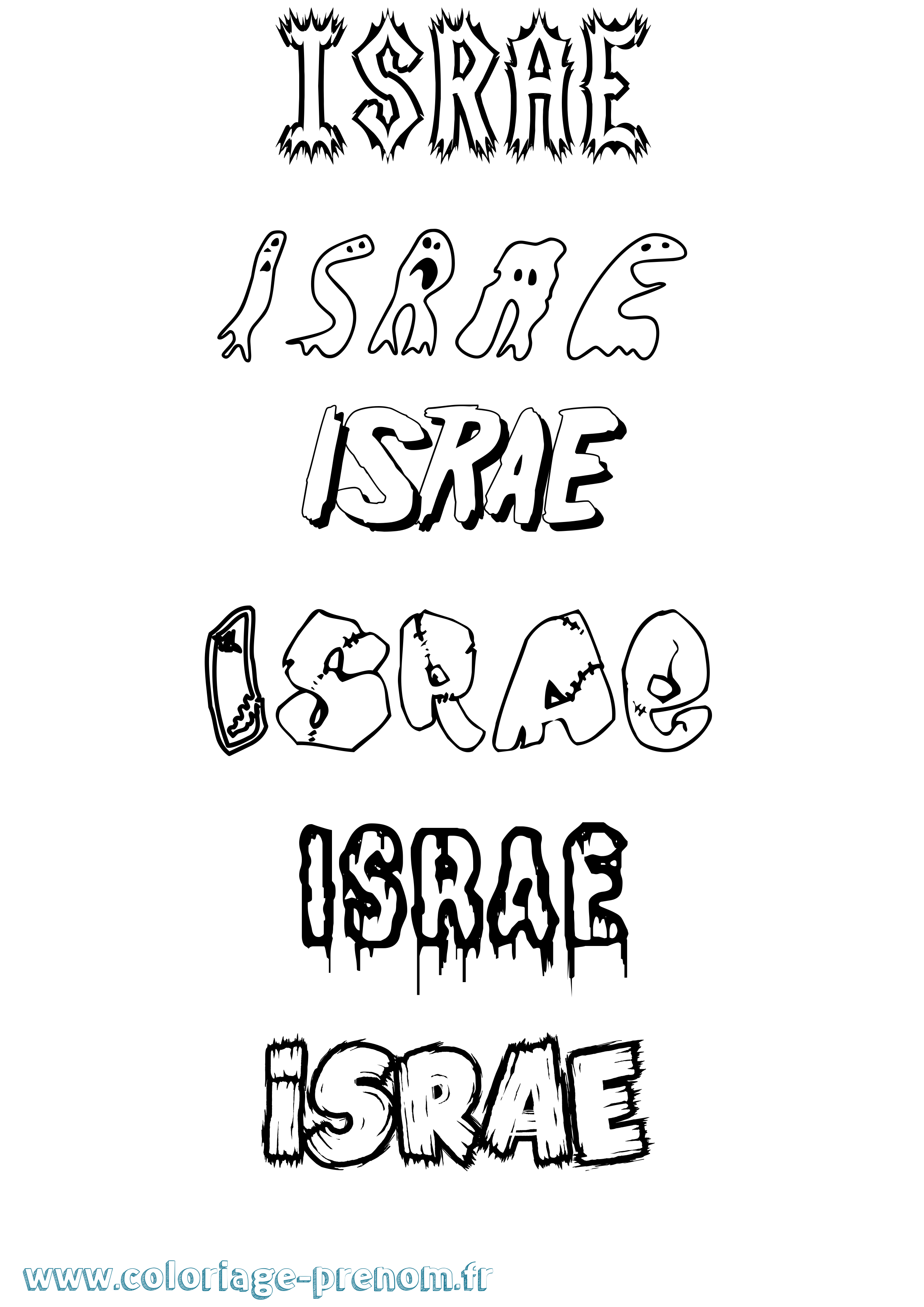 Coloriage prénom Israe Frisson