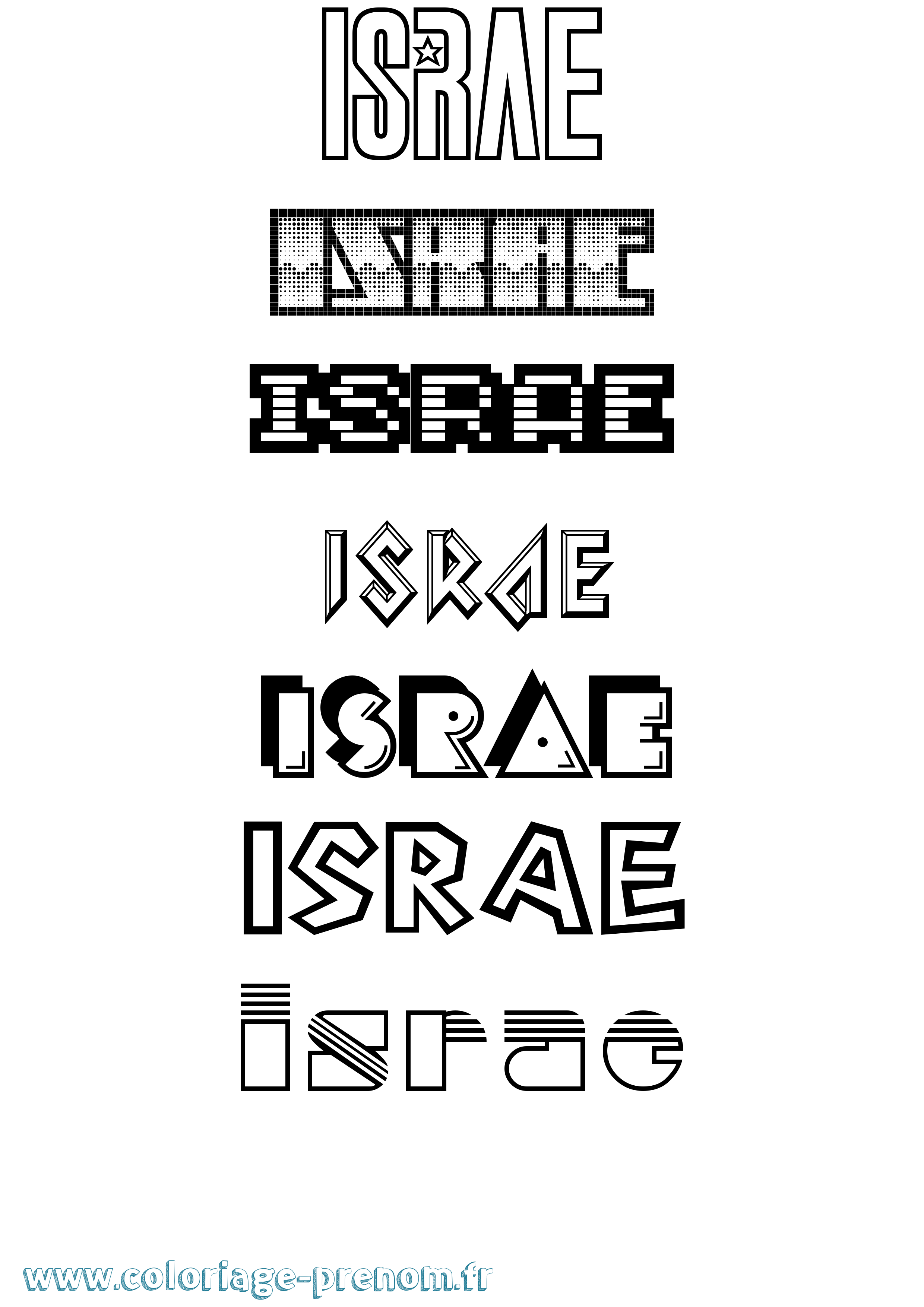 Coloriage prénom Israe Jeux Vidéos