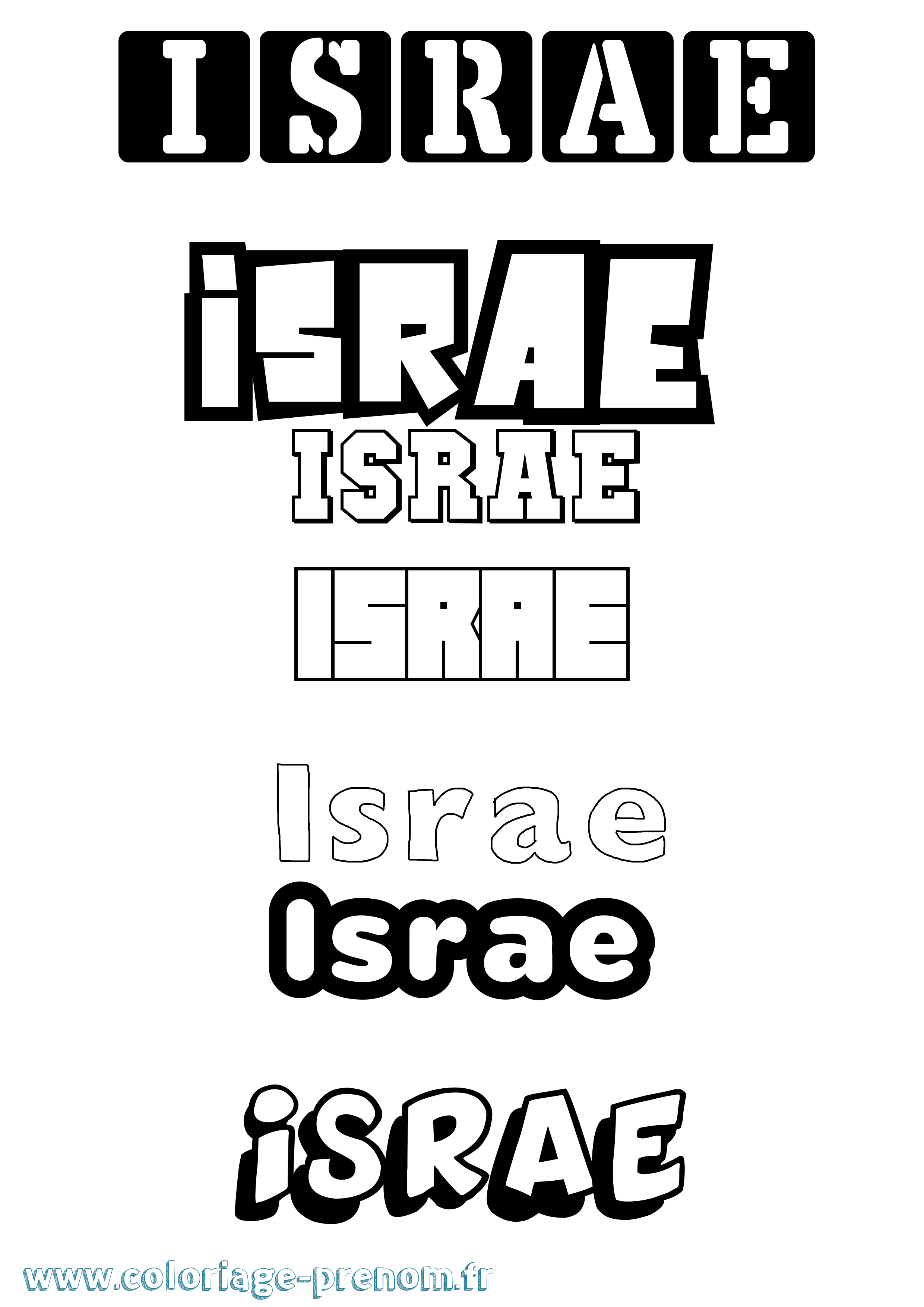 Coloriage prénom Israe Simple