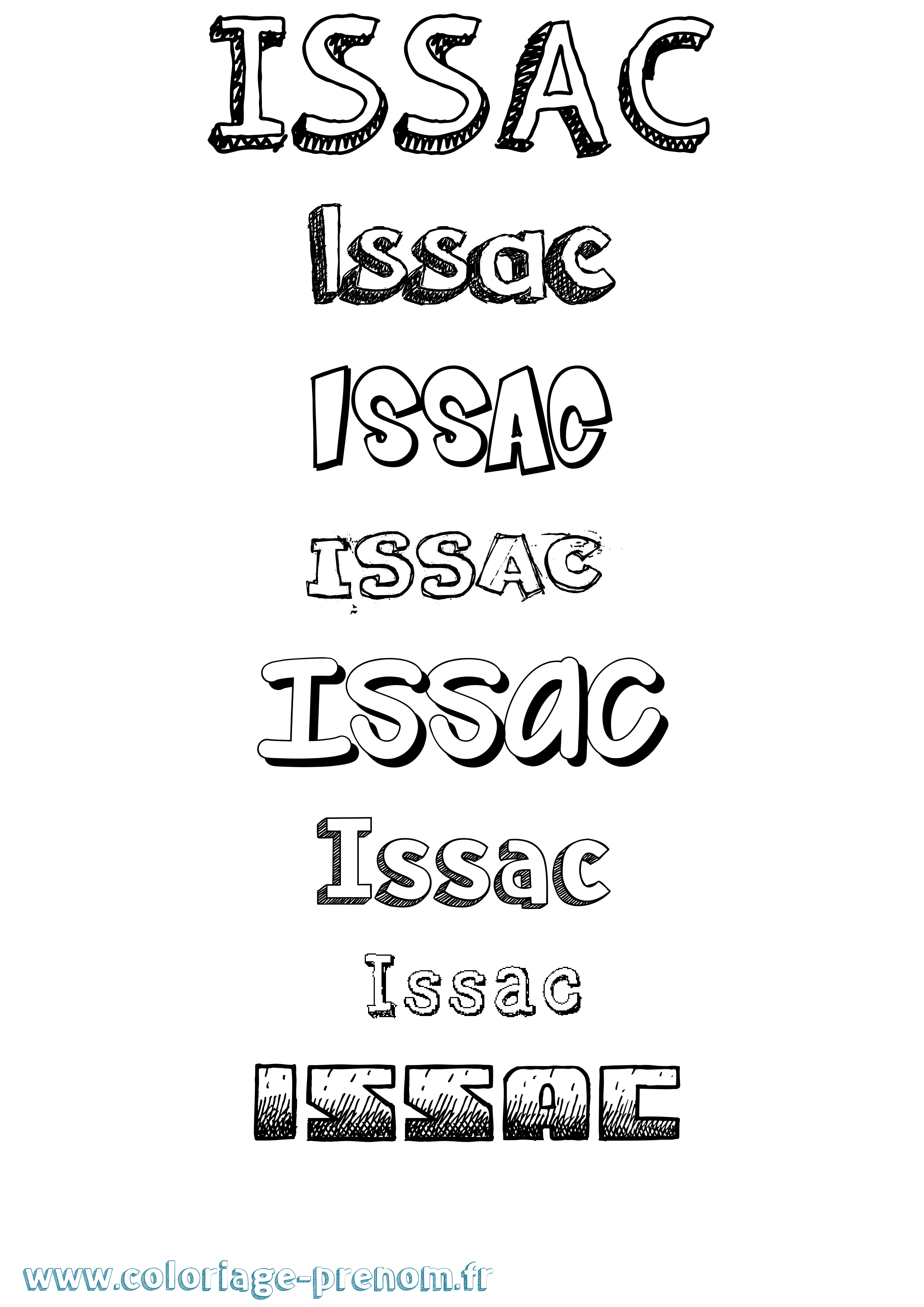 Coloriage prénom Issac Dessiné