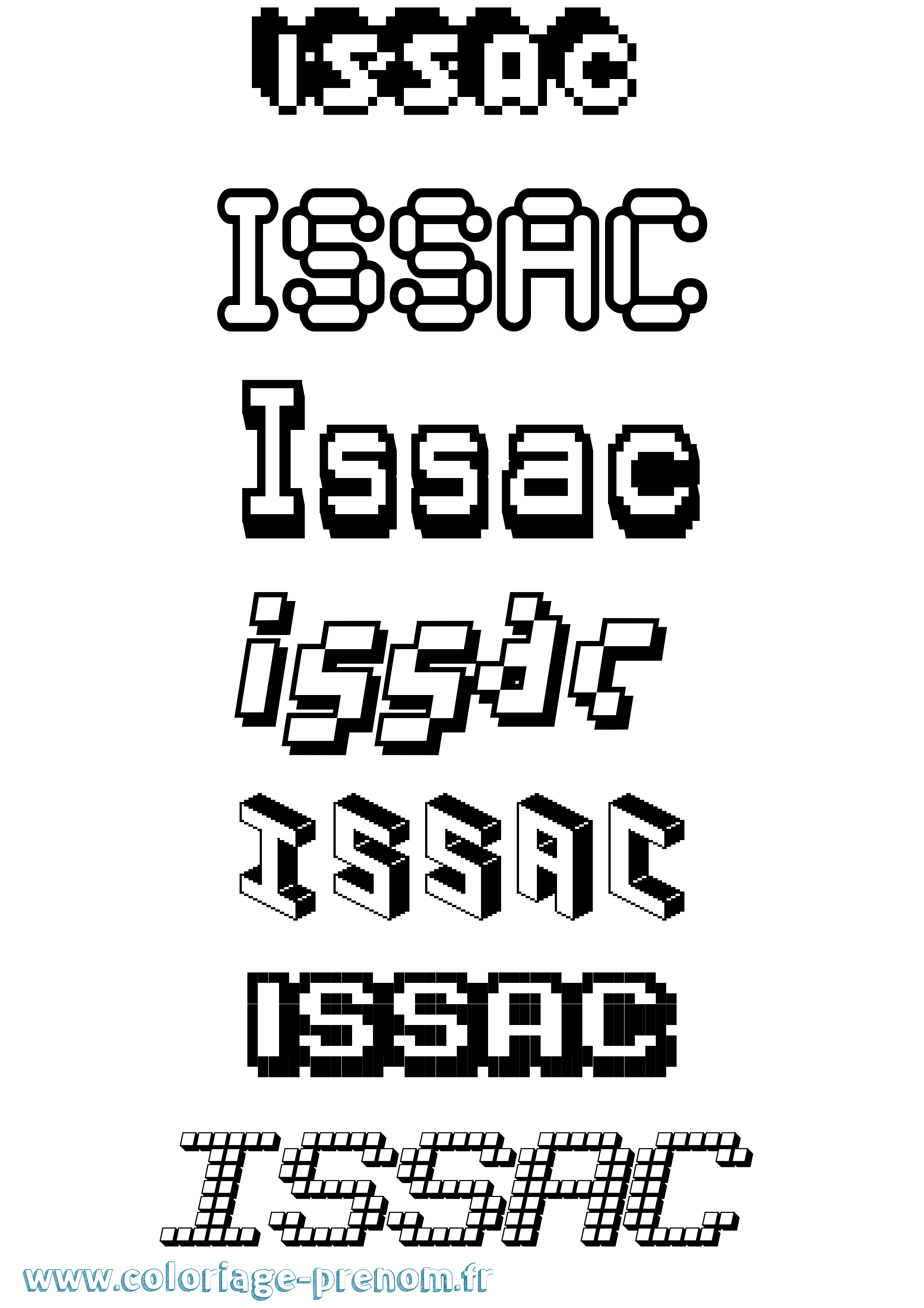 Coloriage prénom Issac Pixel