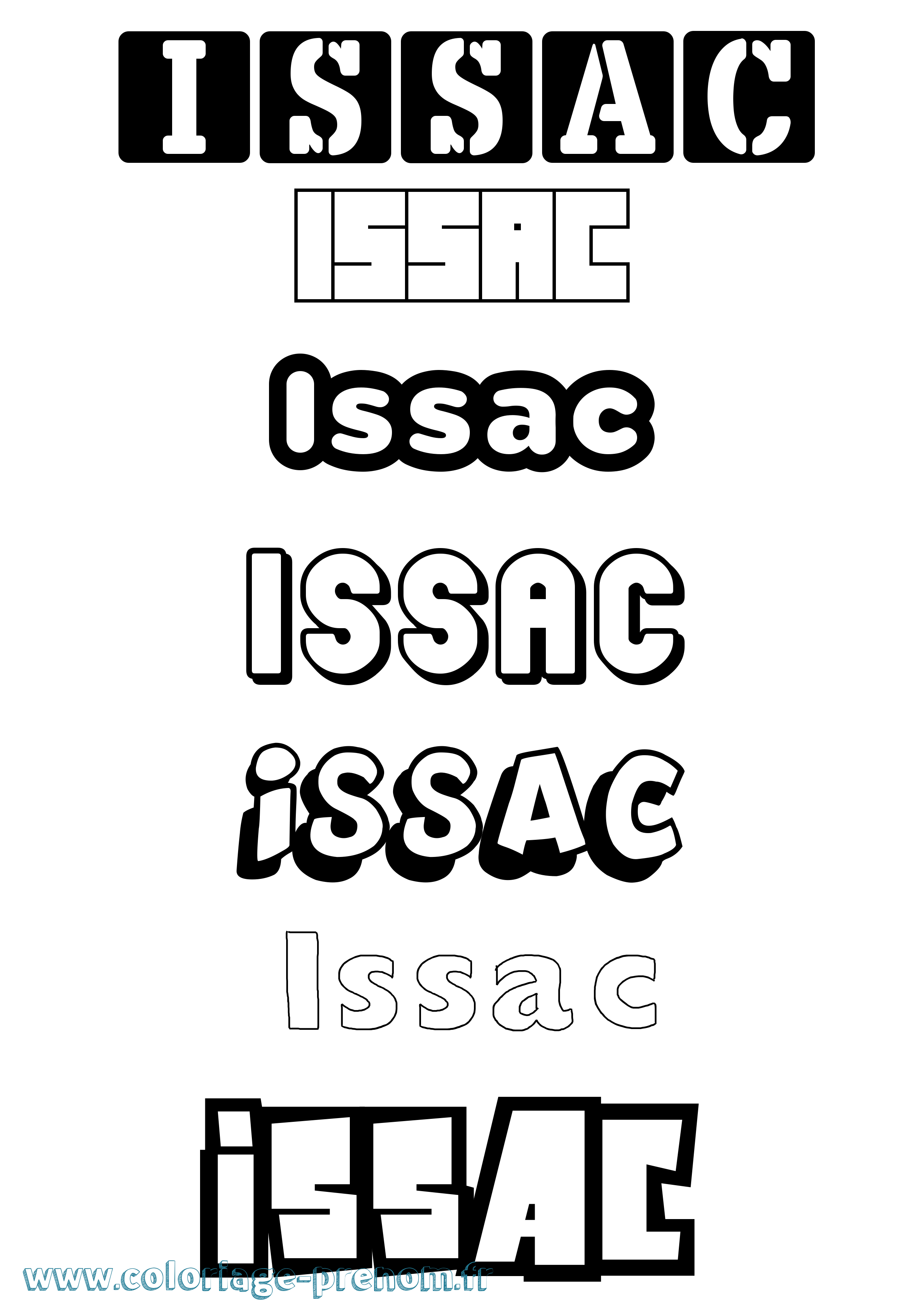 Coloriage prénom Issac Simple