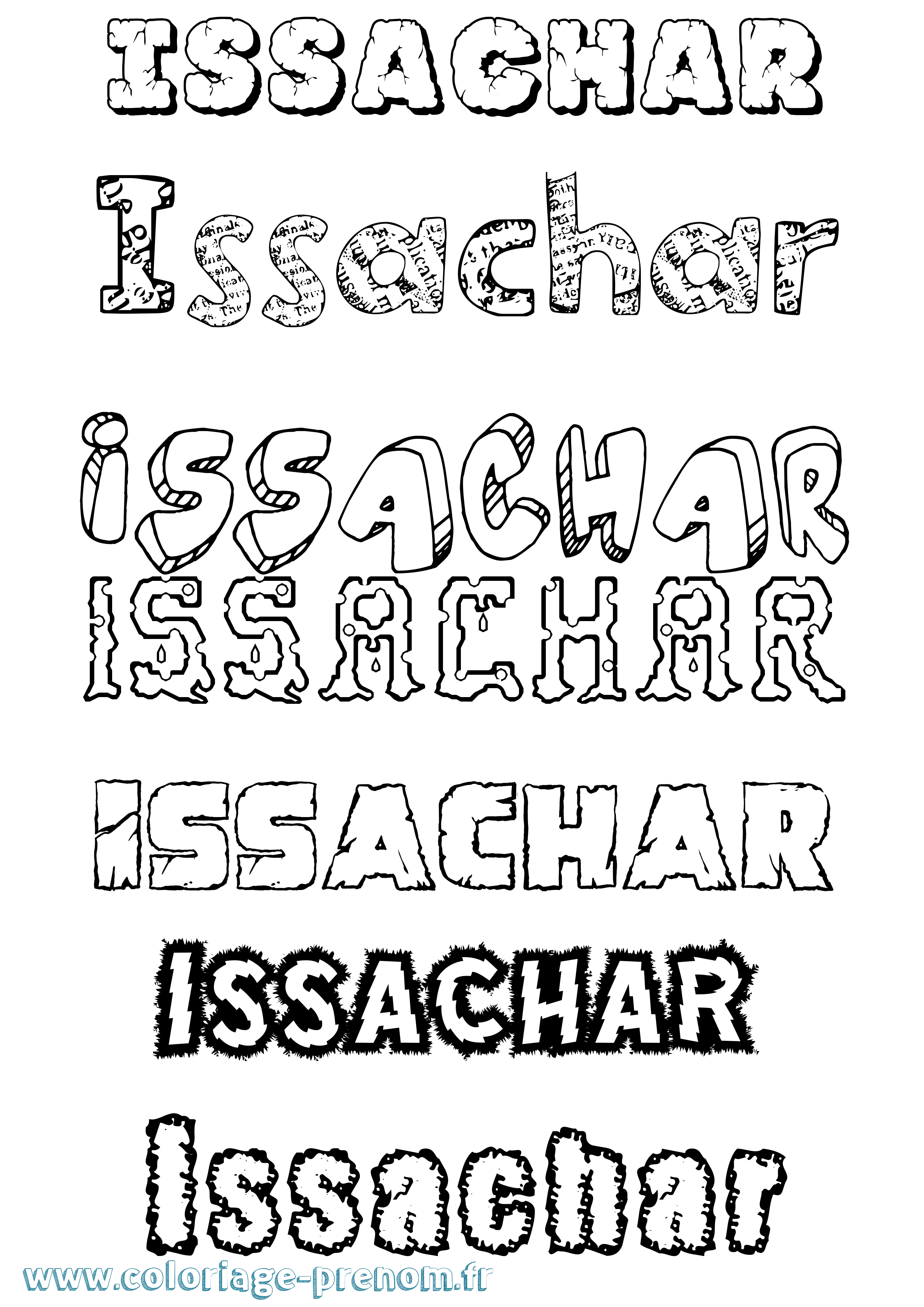 Coloriage prénom Issachar Destructuré