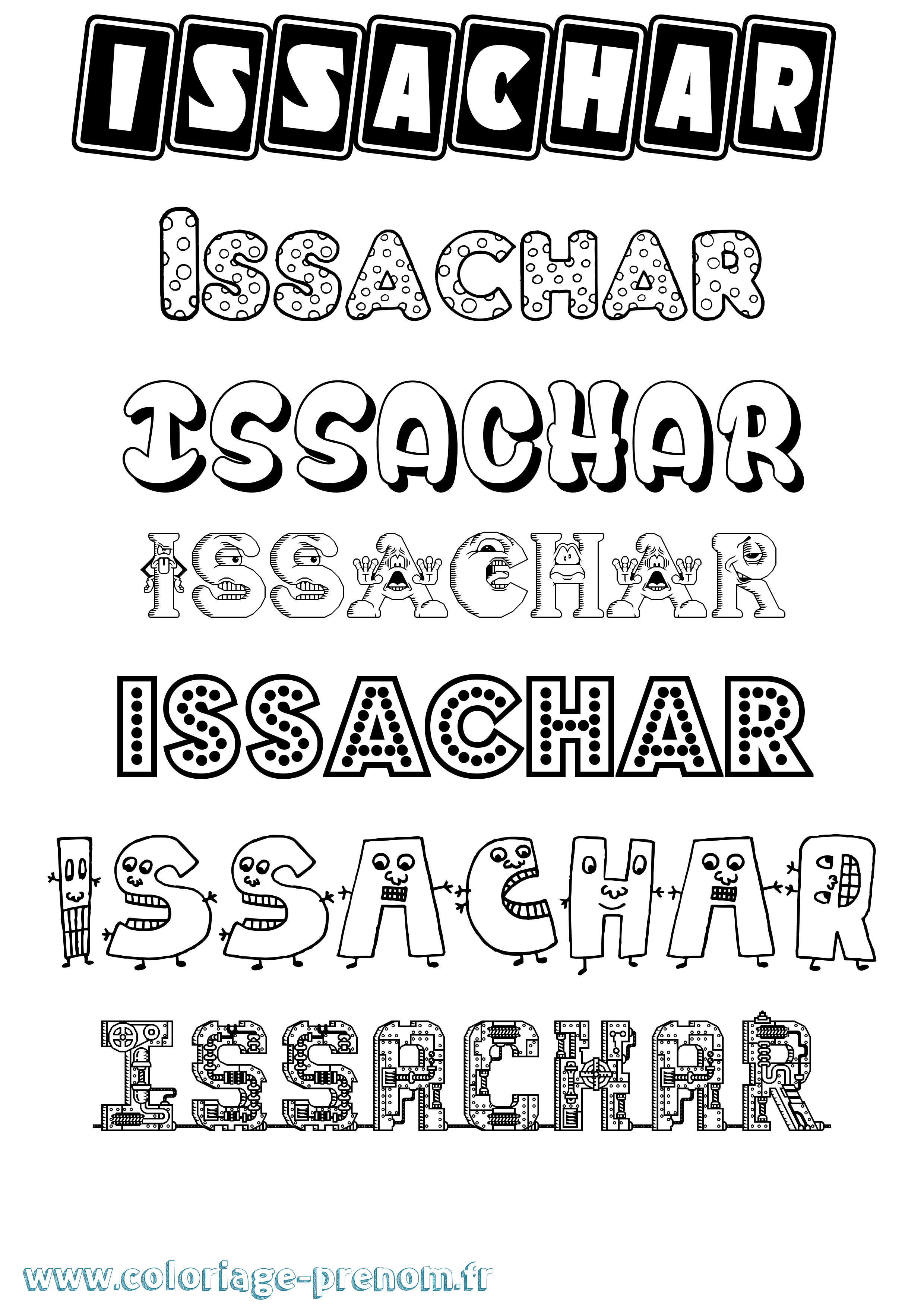 Coloriage prénom Issachar Fun