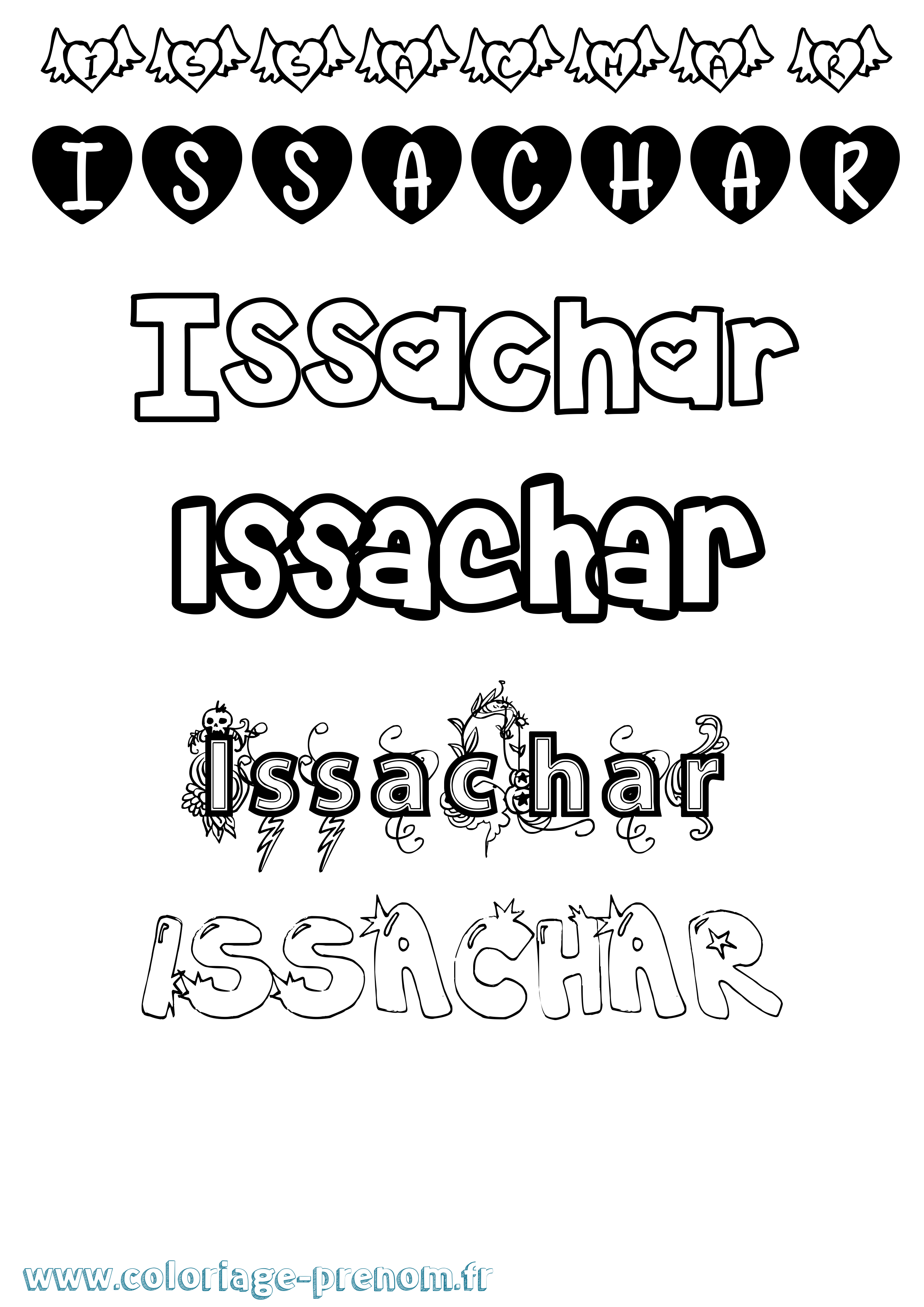 Coloriage prénom Issachar Girly