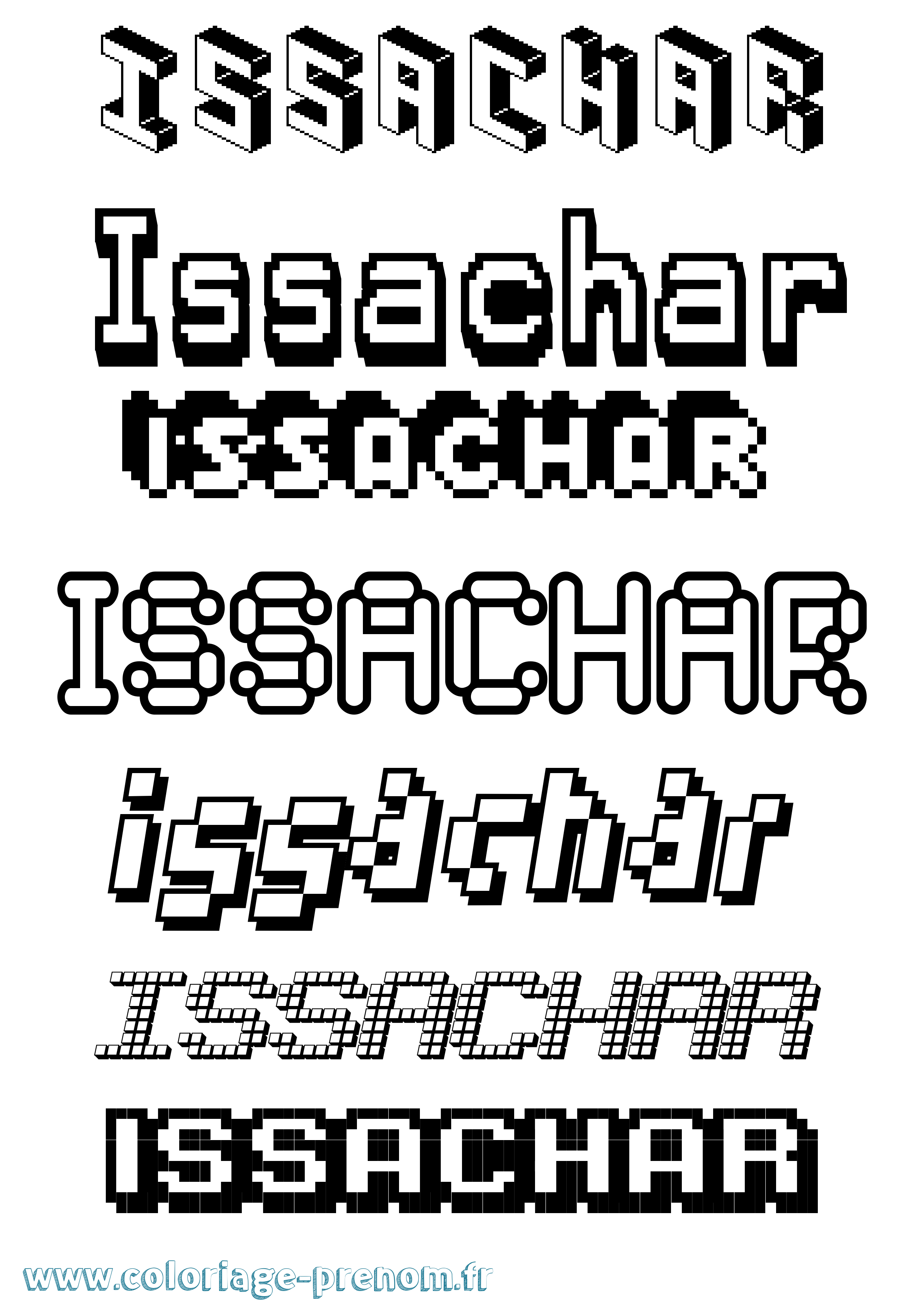 Coloriage prénom Issachar Pixel