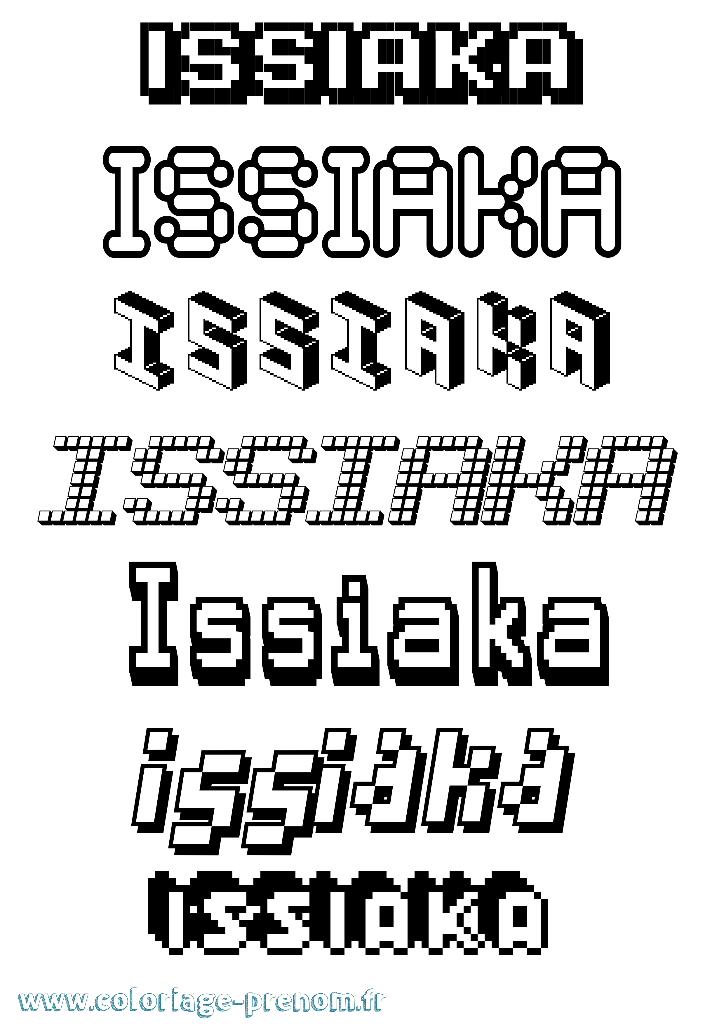 Coloriage prénom Issiaka Pixel
