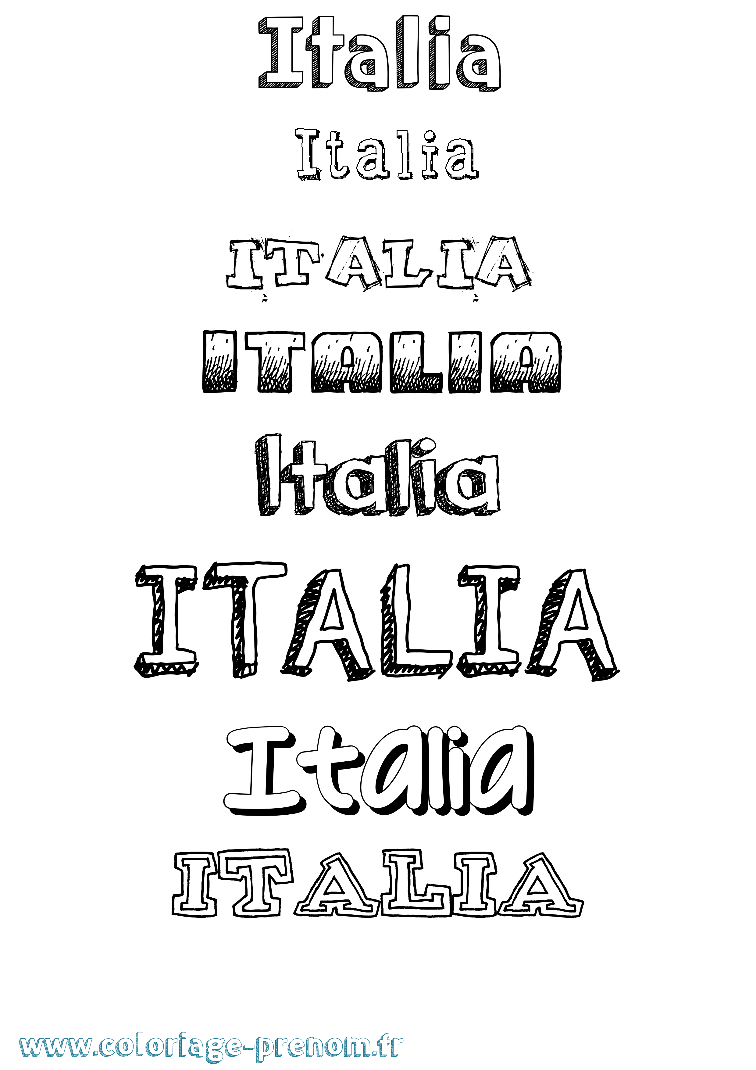 Coloriage prénom Italia Dessiné