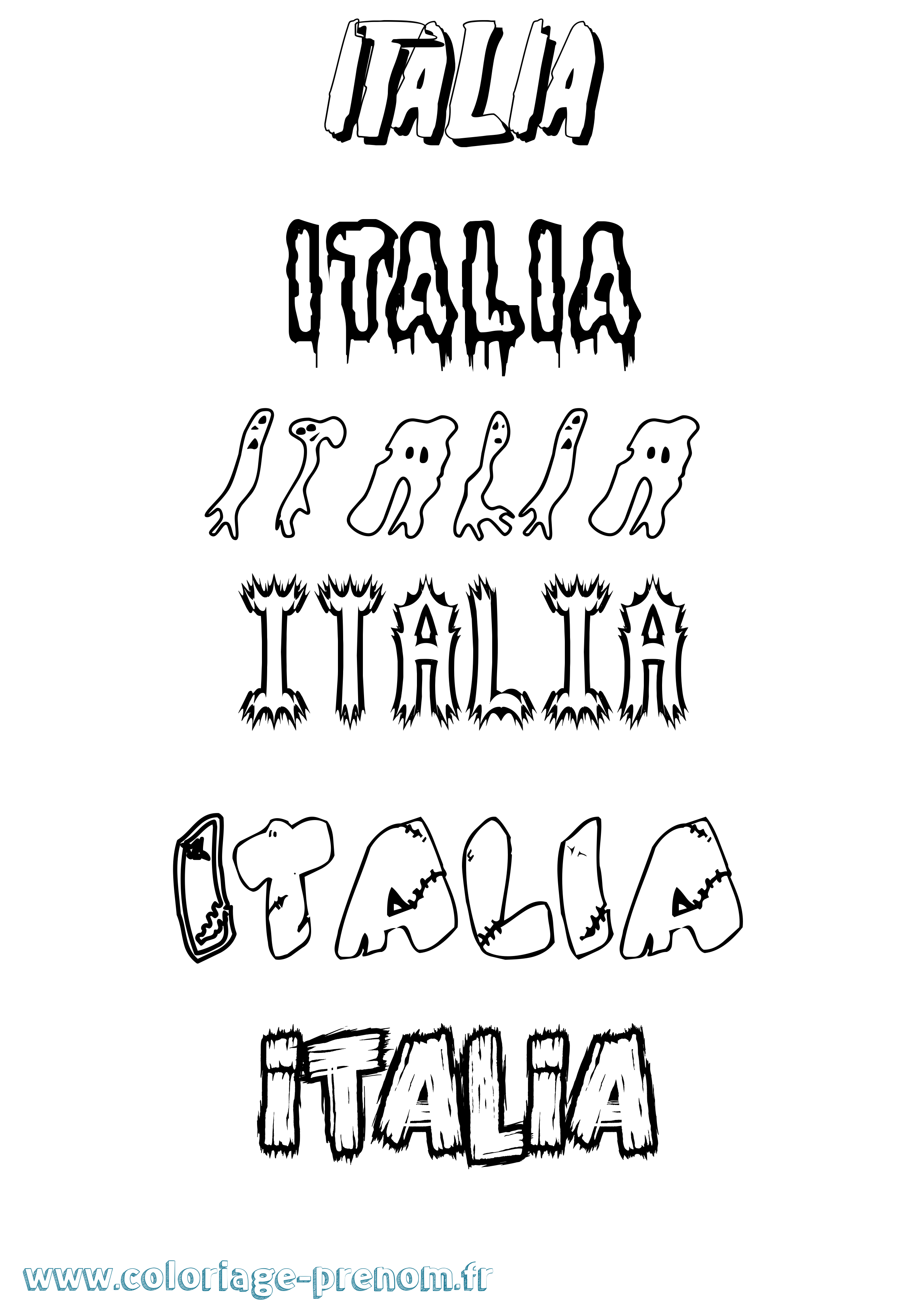Coloriage Italia Frisson Coloriage prénom Italia Frisson