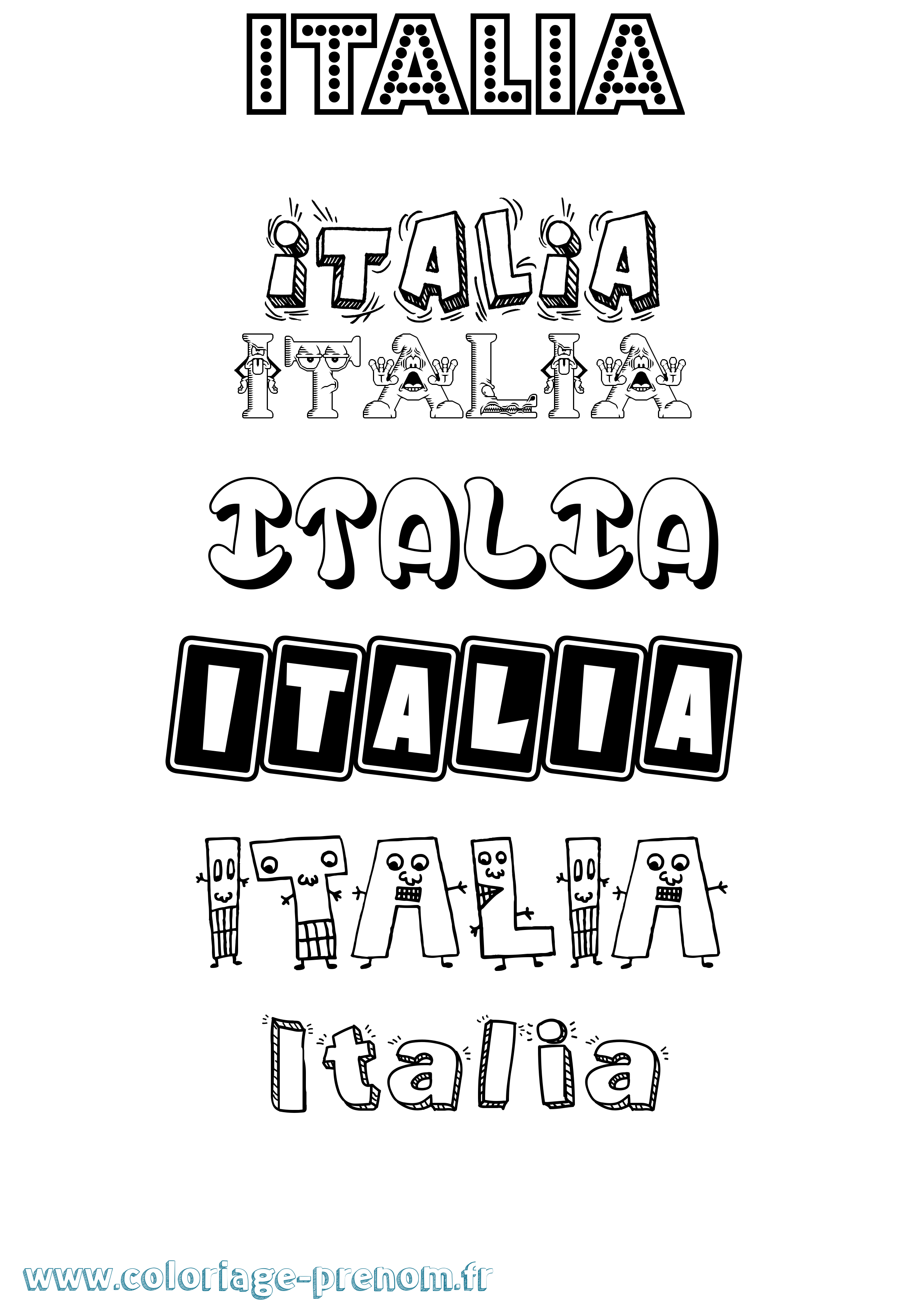 Coloriage Italia Fun Coloriage prénom Italia Fun
