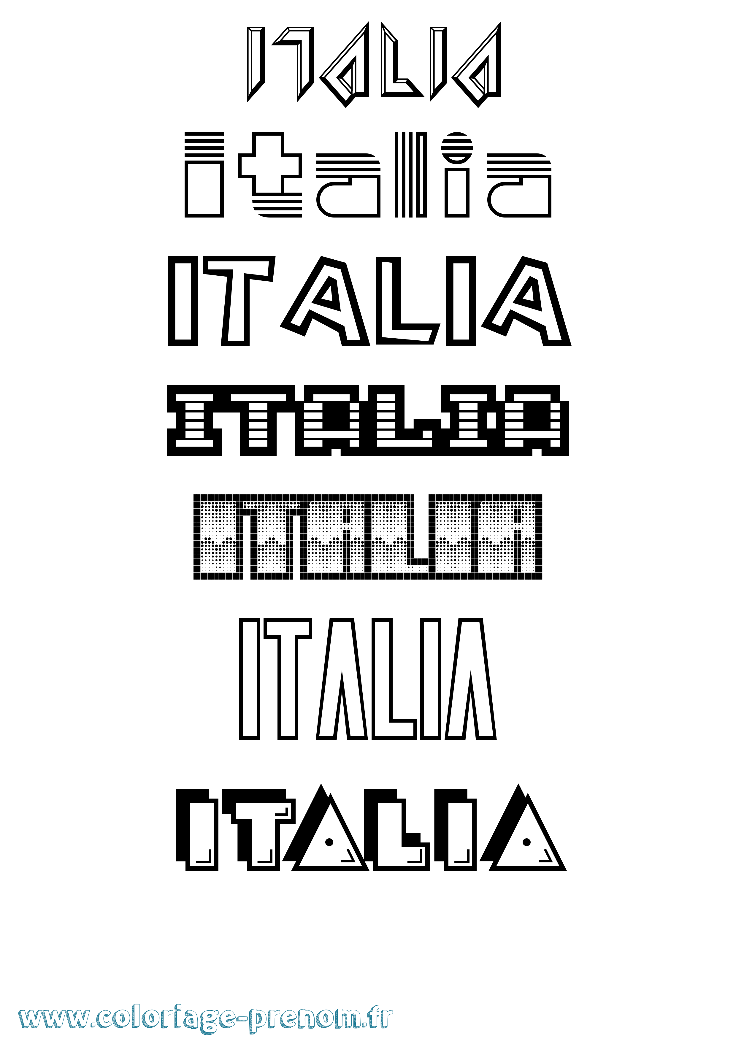 Coloriage Italia Jeux Vidéos Coloriage prénom Italia Jeux Vidéos