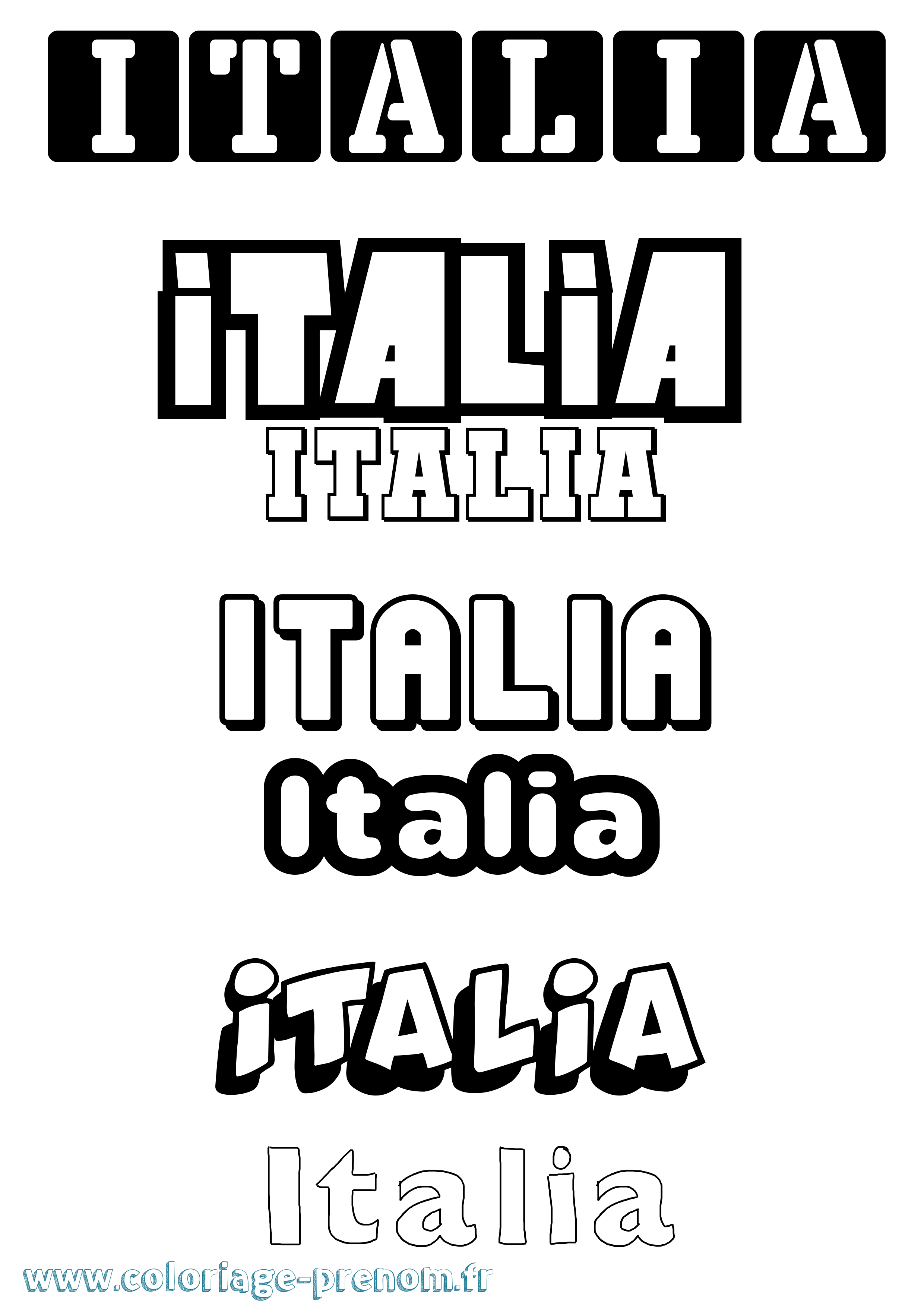 Coloriage Italia Simple Coloriage prénom Italia Simple