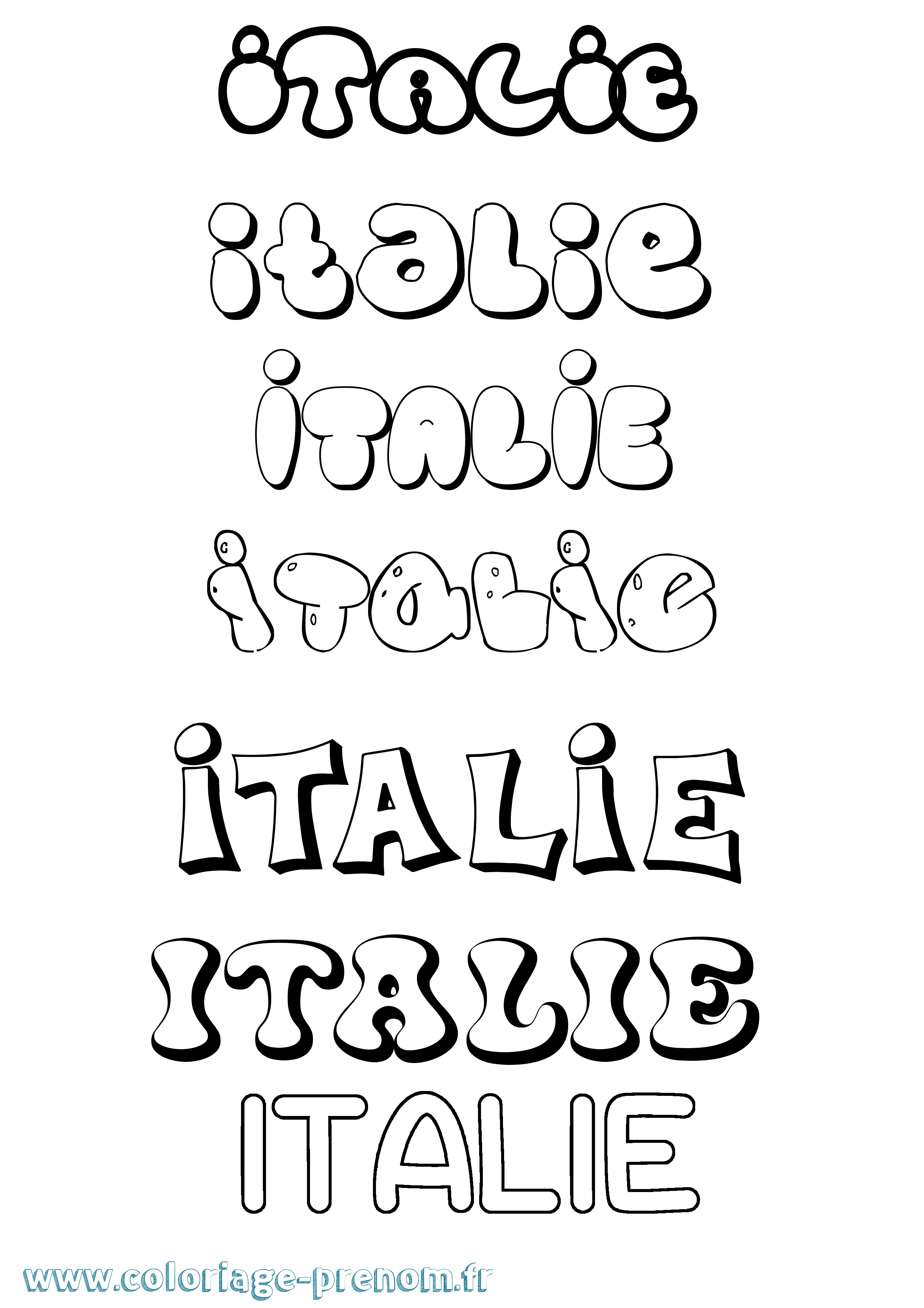 Coloriage prénom Italie Bubble