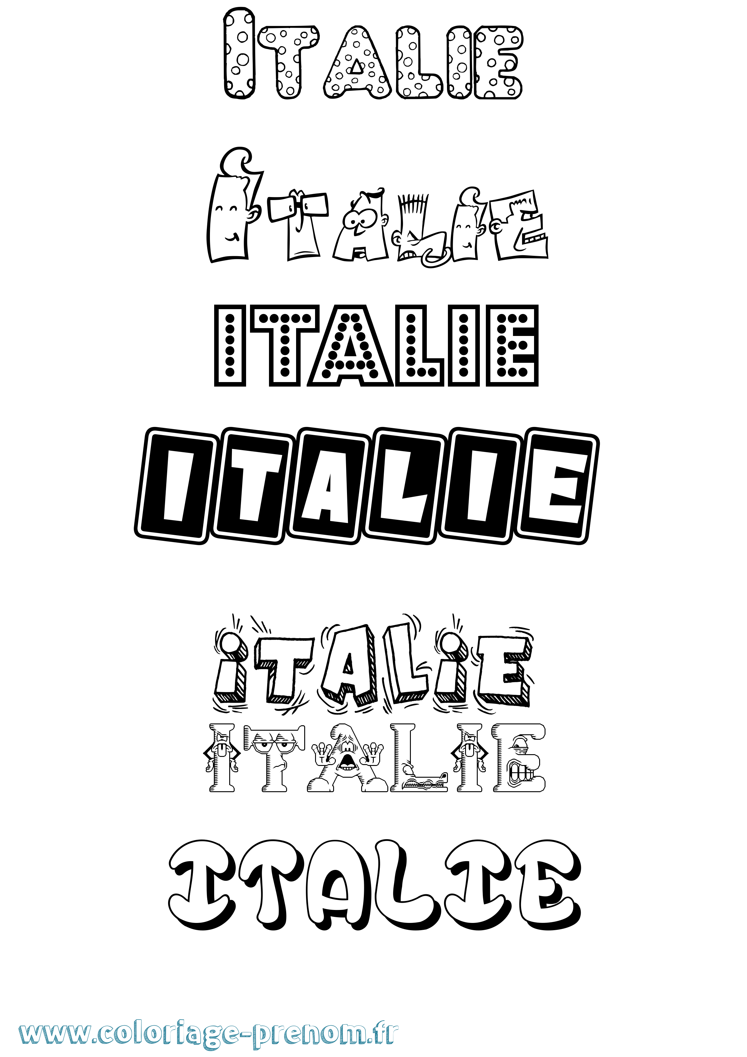 Coloriage prénom Italie Fun