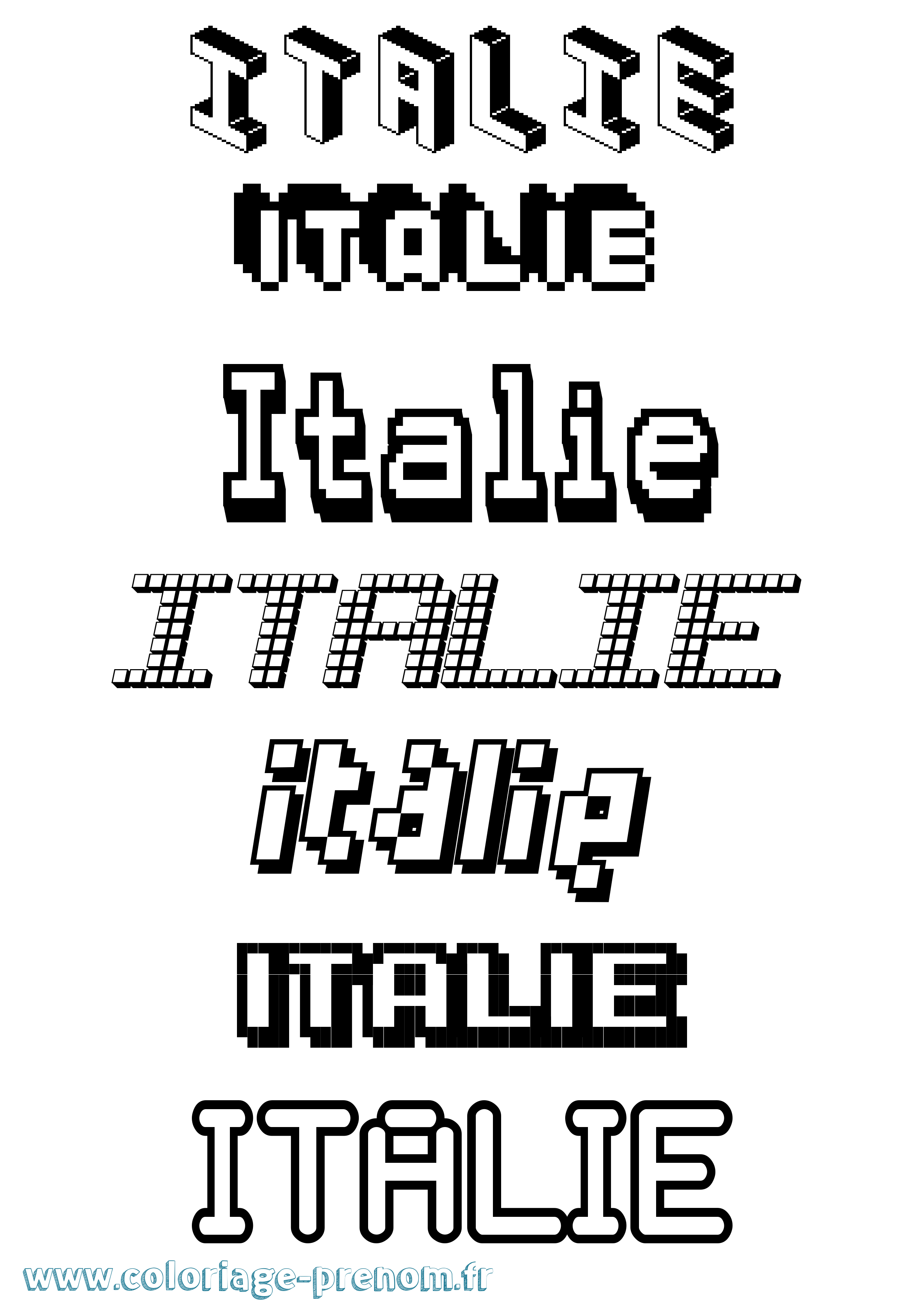 Coloriage prénom Italie Pixel