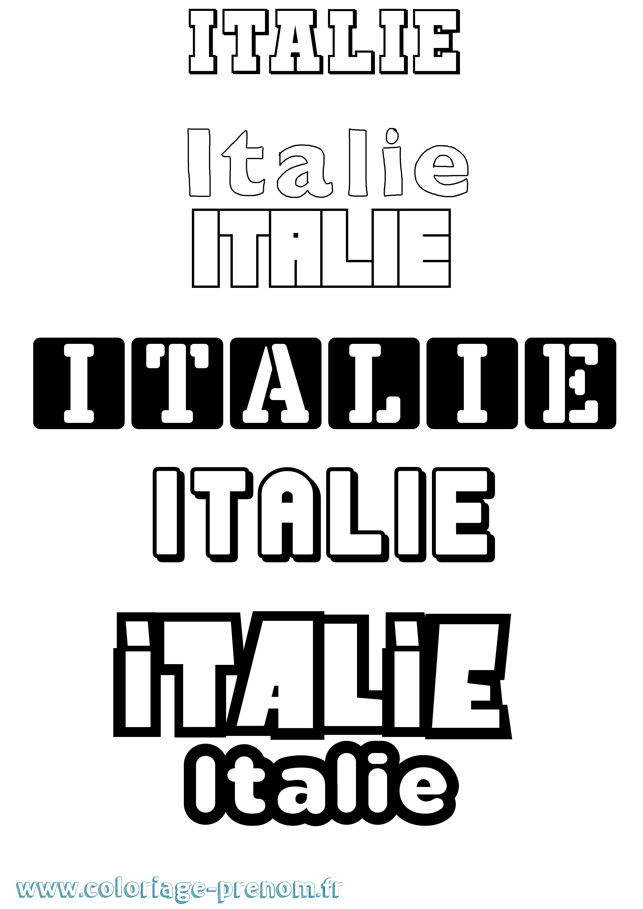 Coloriage prénom Italie Simple