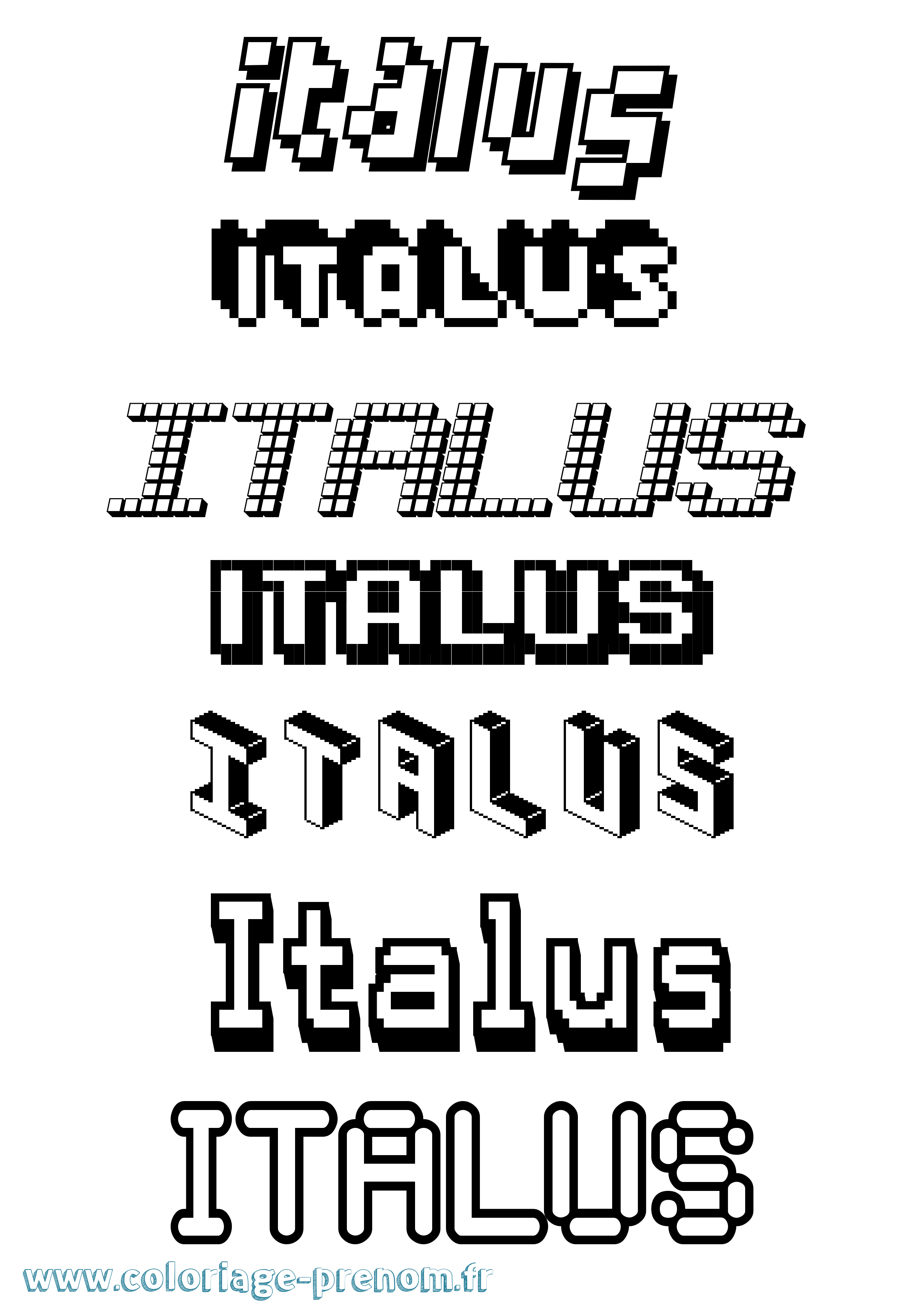 Coloriage prénom Italus Pixel