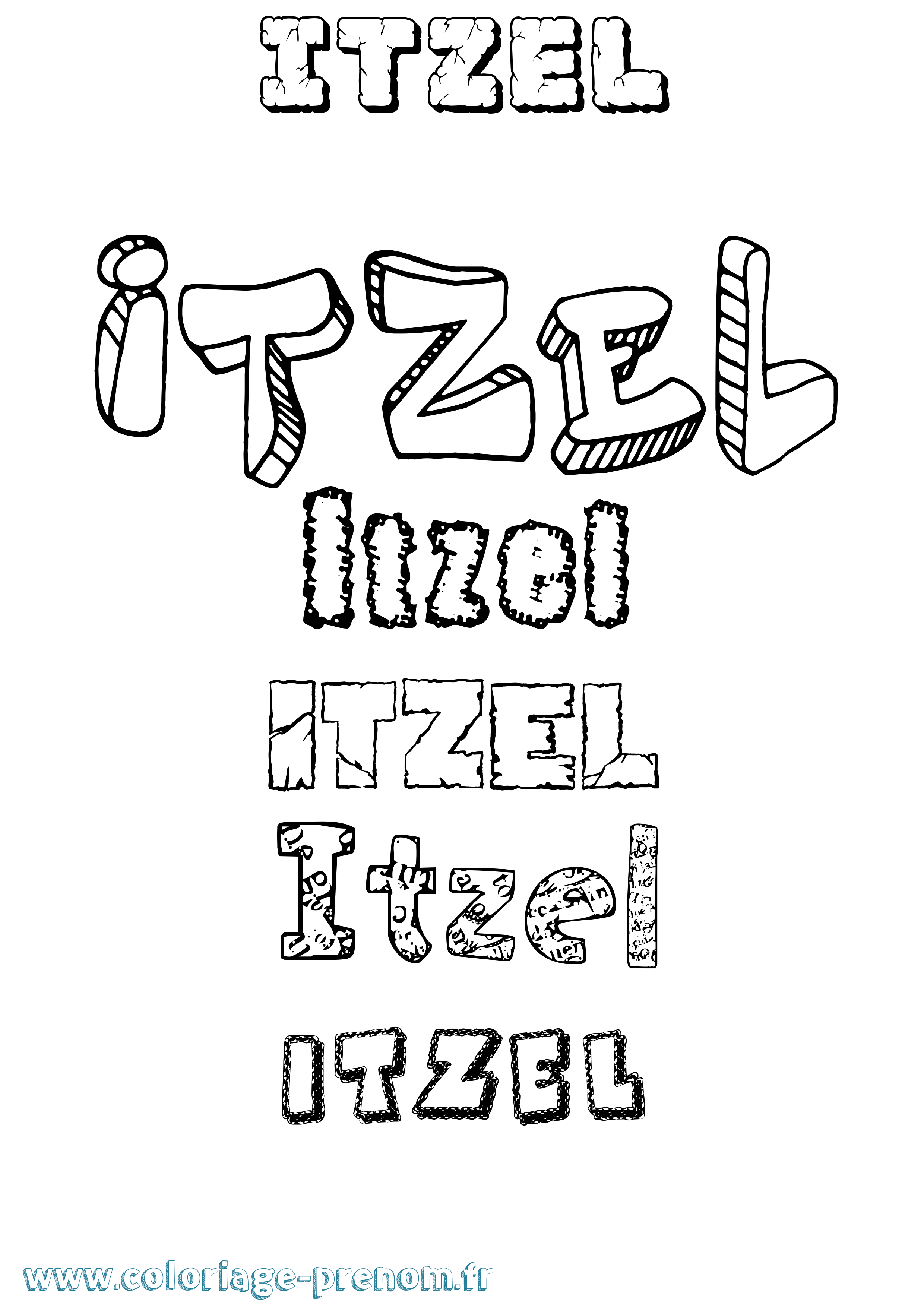 Coloriage prénom Itzel Destructuré