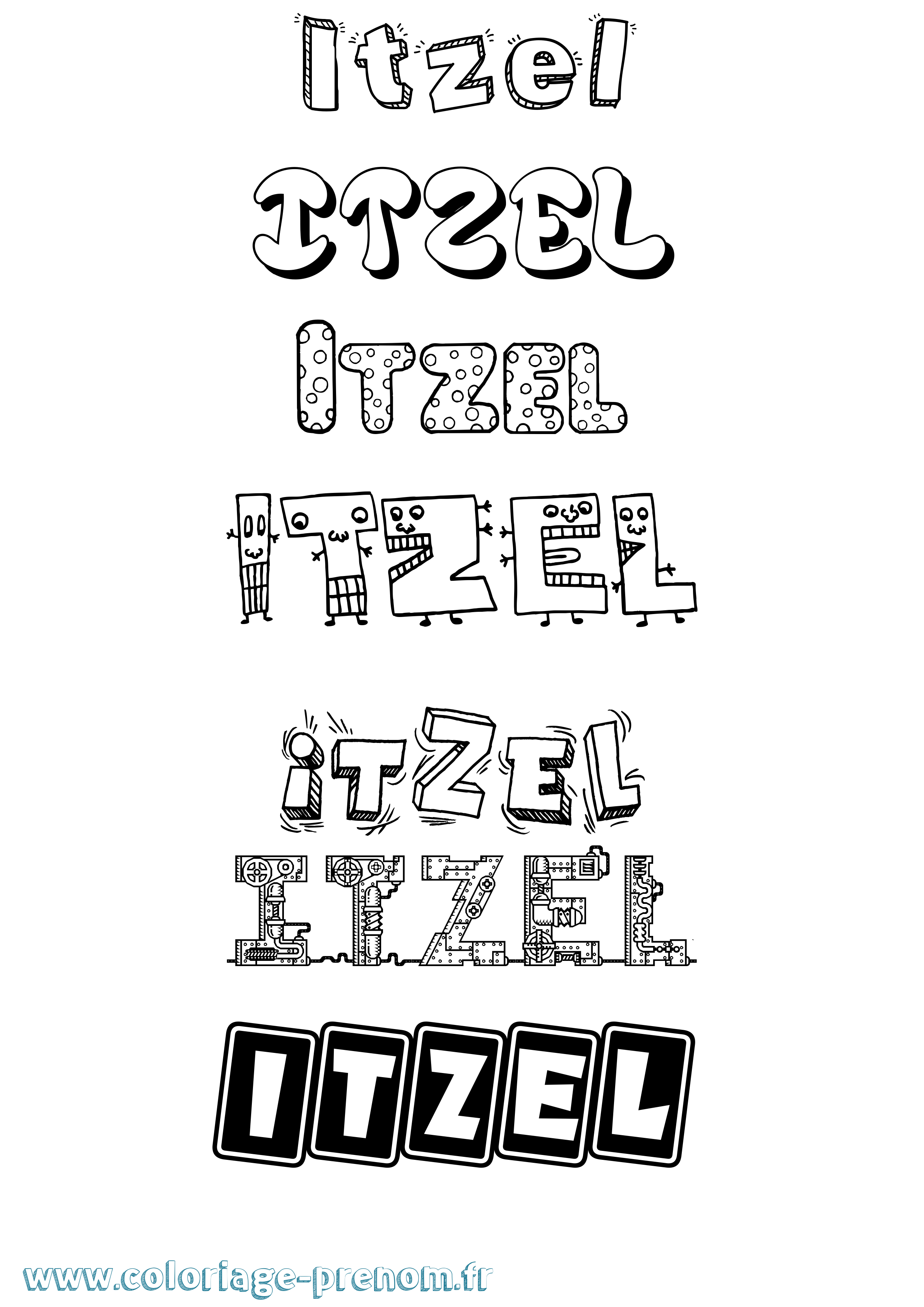 Coloriage prénom Itzel Fun