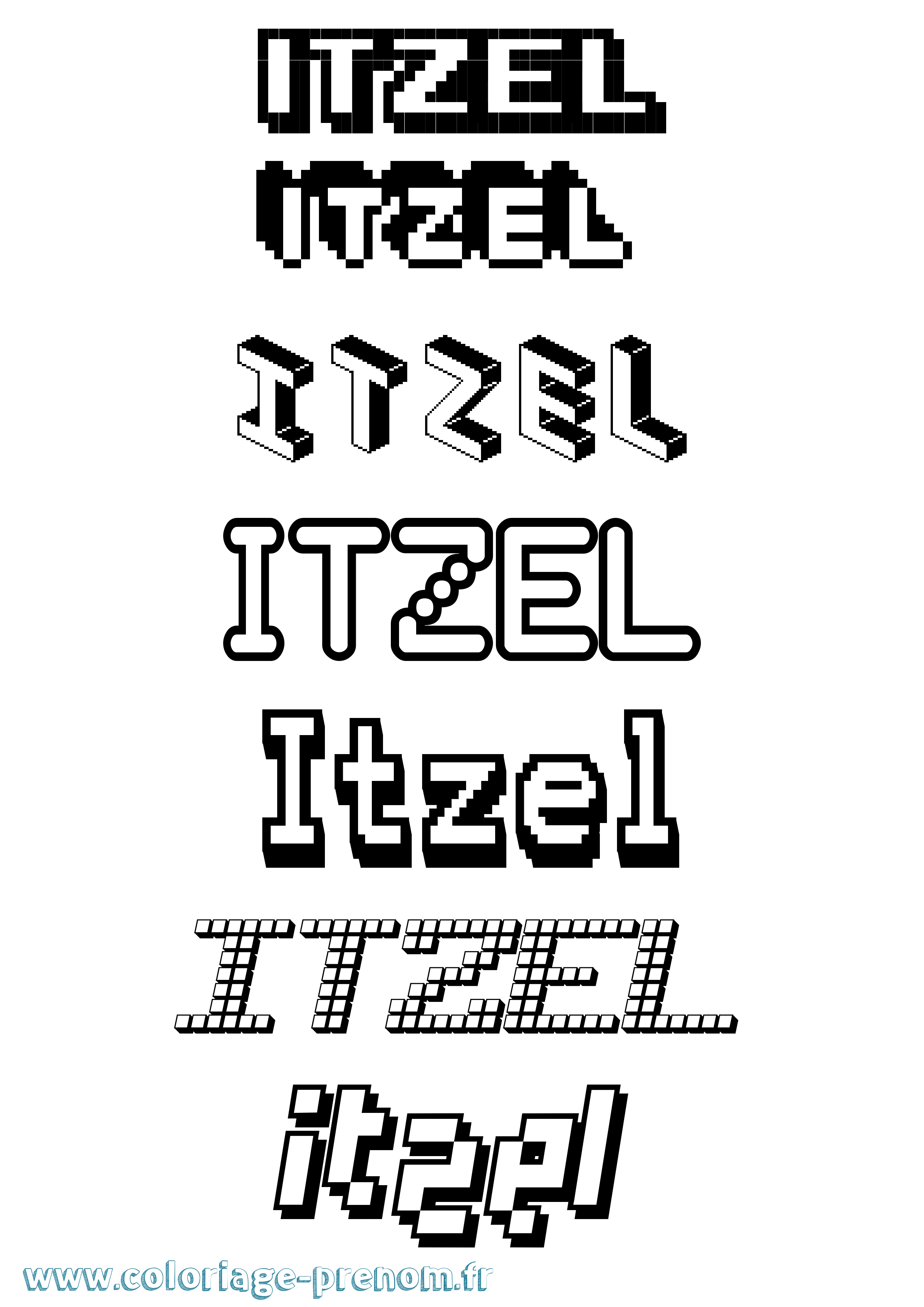 Coloriage prénom Itzel Pixel