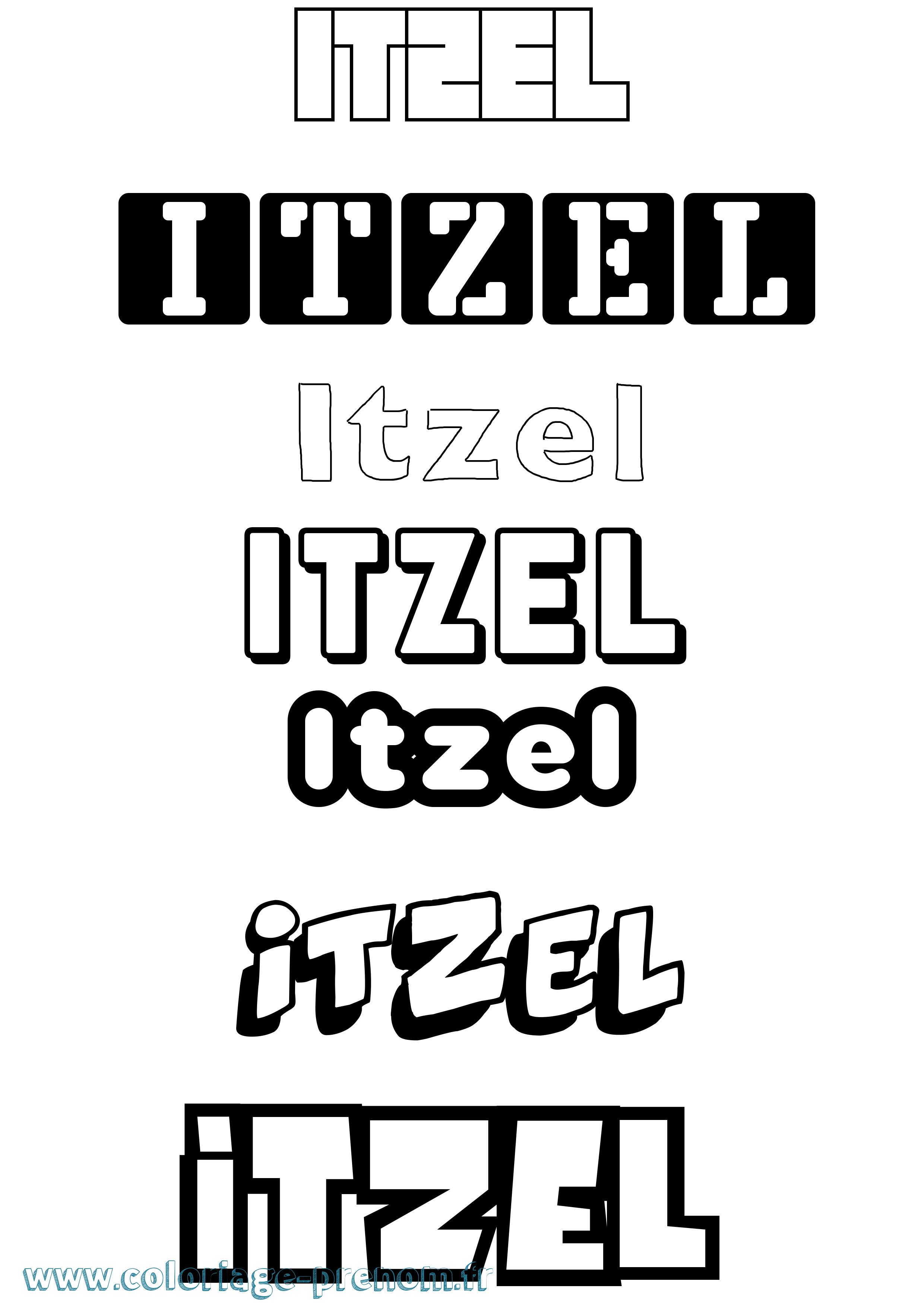 Coloriage prénom Itzel Simple