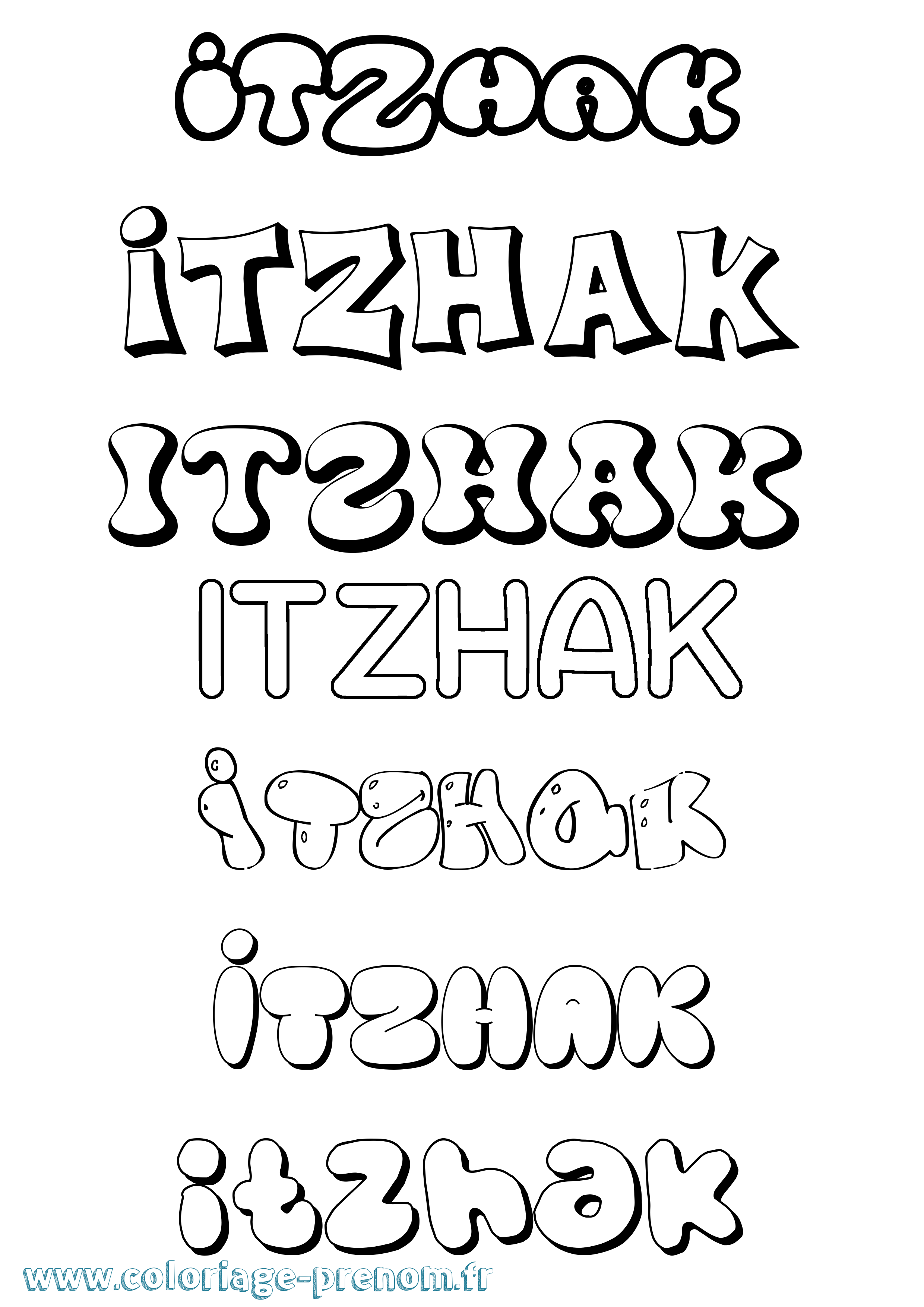Coloriage prénom Itzhak Bubble