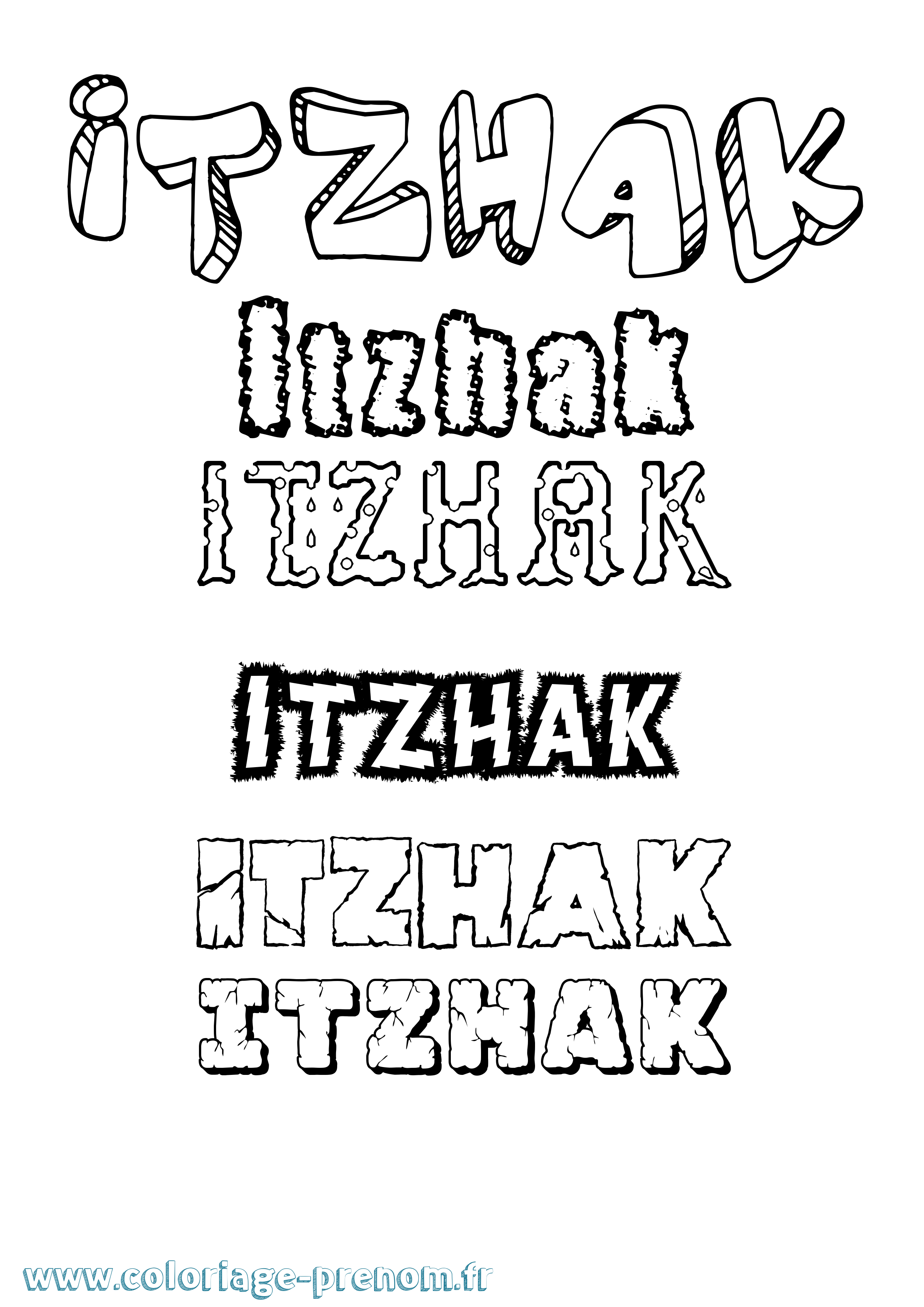 Coloriage prénom Itzhak Destructuré