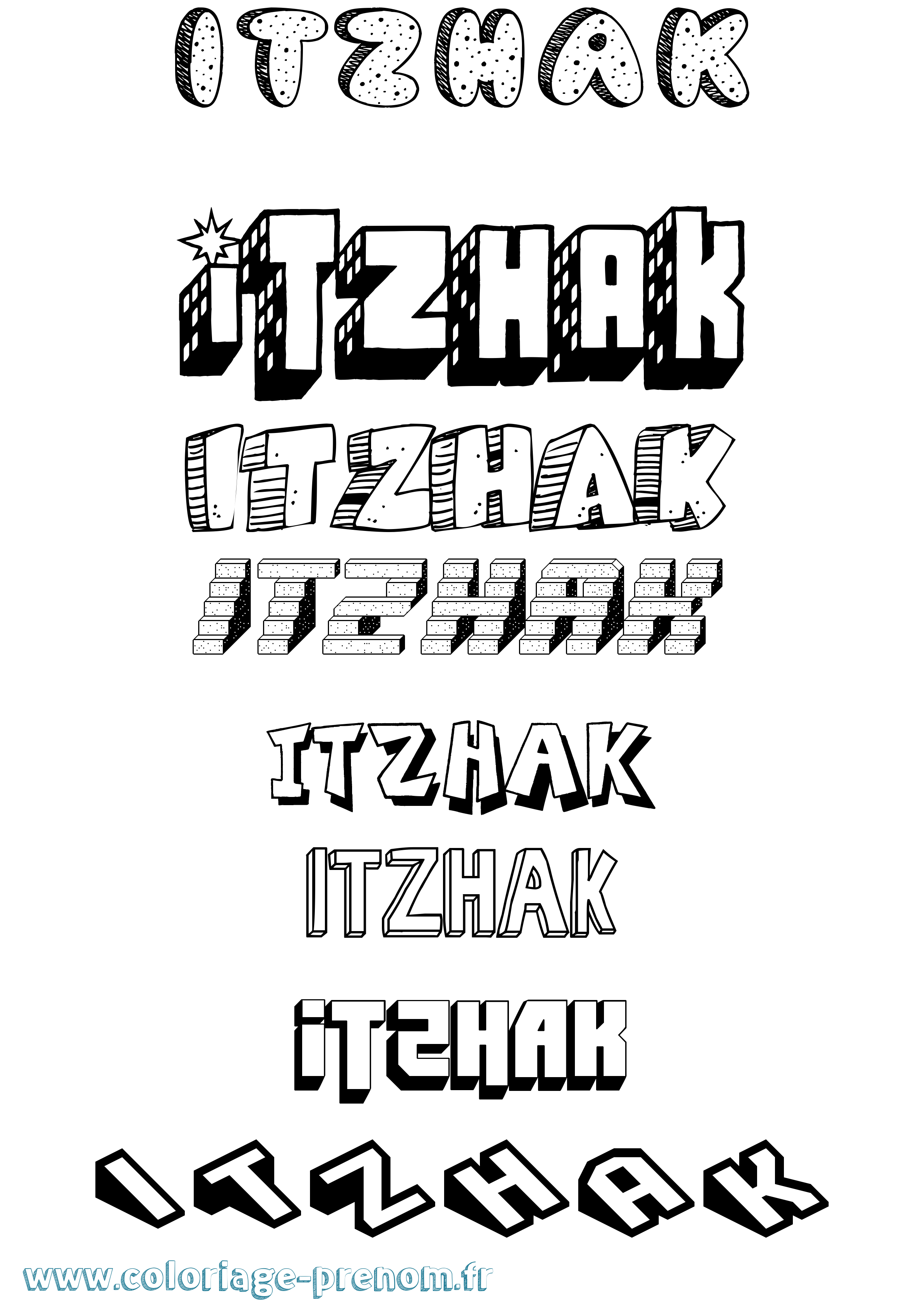 Coloriage prénom Itzhak Effet 3D